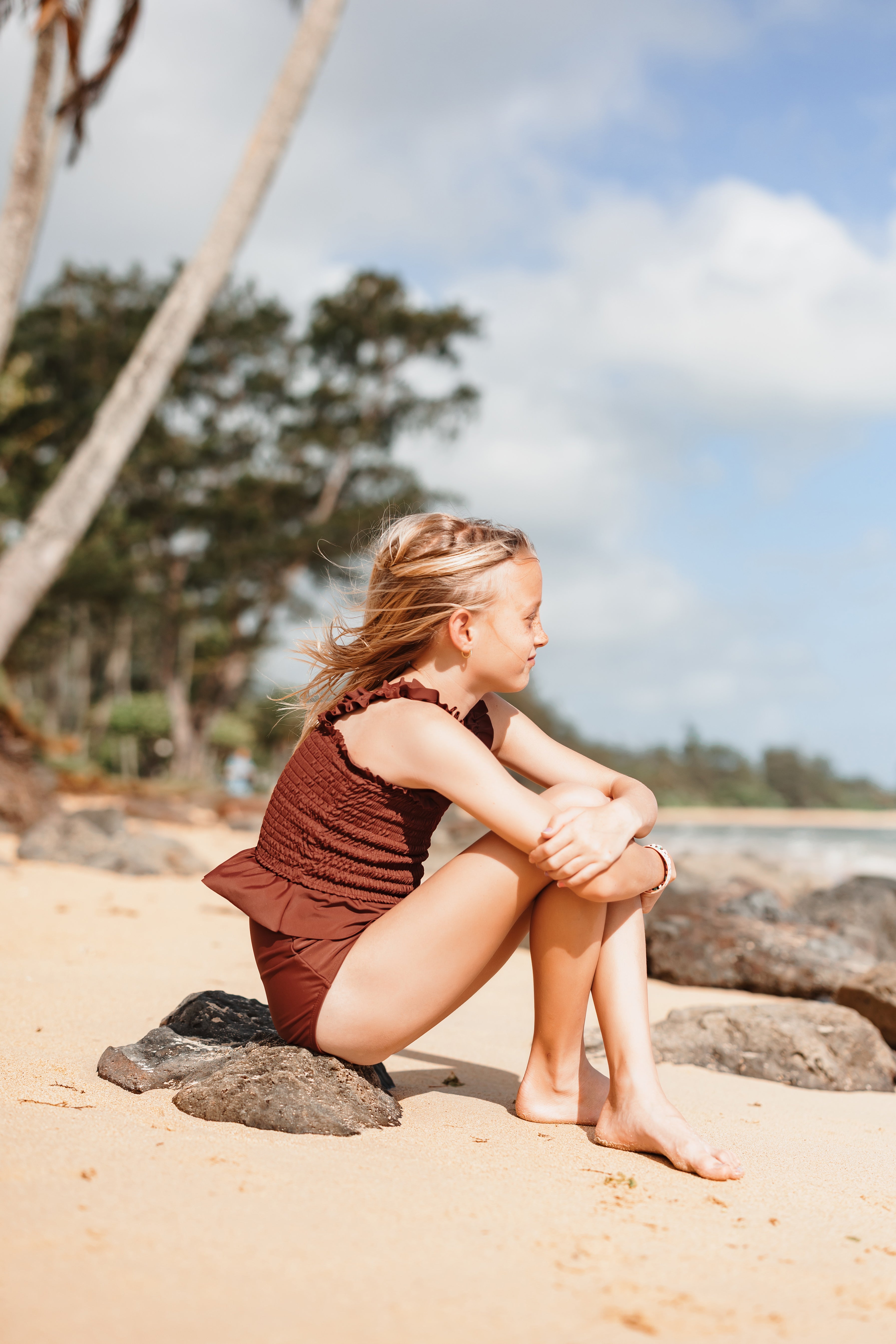 New Tween Coco Brown Smocked Tankini Top for Girls - $56 | Perfect for Beach, Pool & Summer Vacations