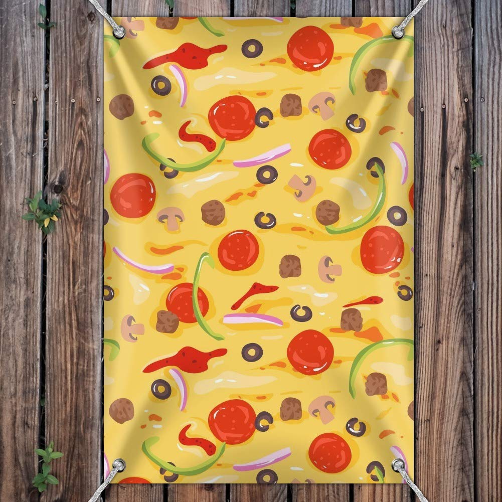 Pepperoni, Olives & Onions Pizza Pattern Sign - Perfect for Home, Business & Office Decor - Wall Art for Pizzerias, Restaurants & Pizza Lovers