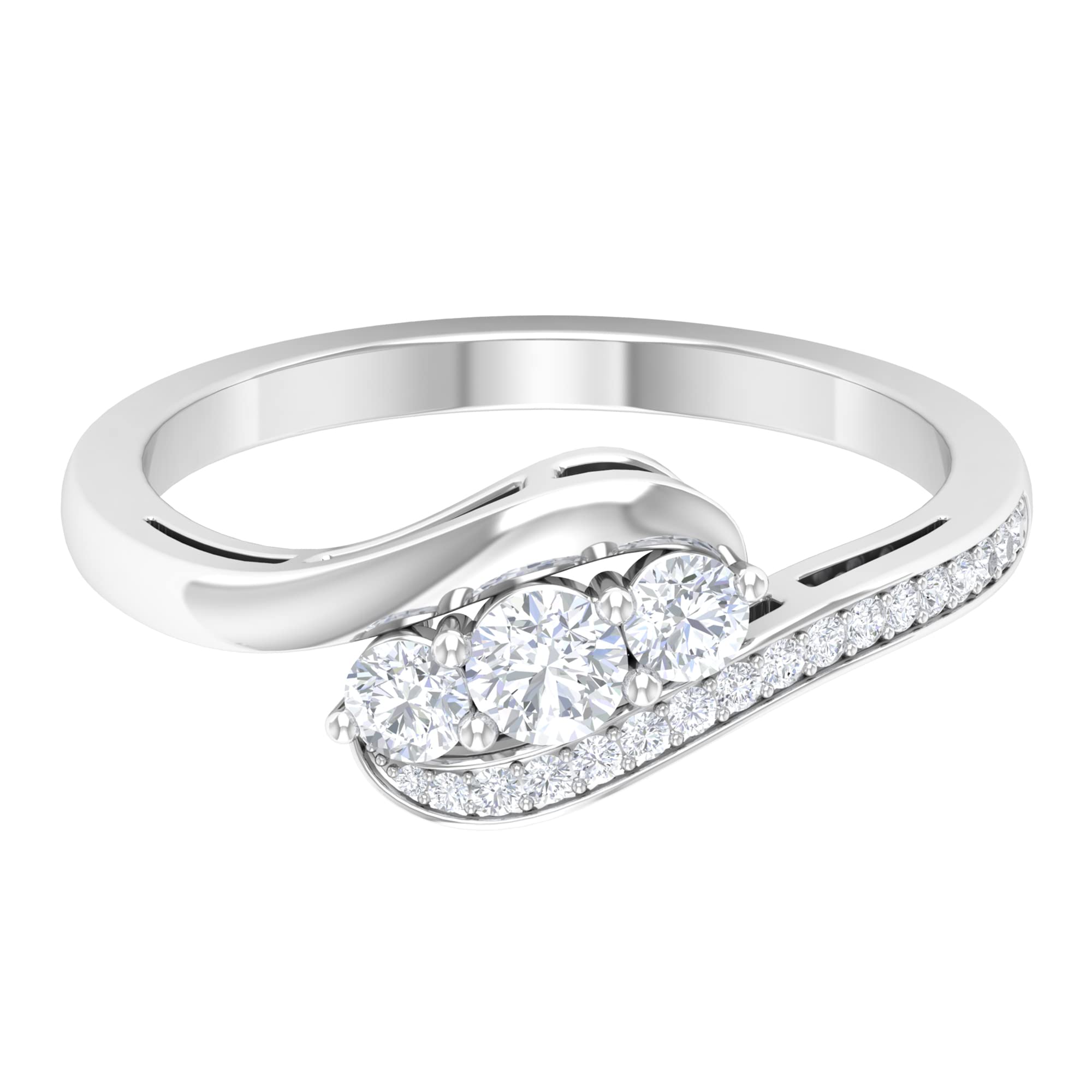 0.50 CT Natural Diamond Promise Ring for Women - April Birthstone Three Stone Ring in 14K Solid Gold - Perfect for Anniversaries, Engagements & Special Occasions