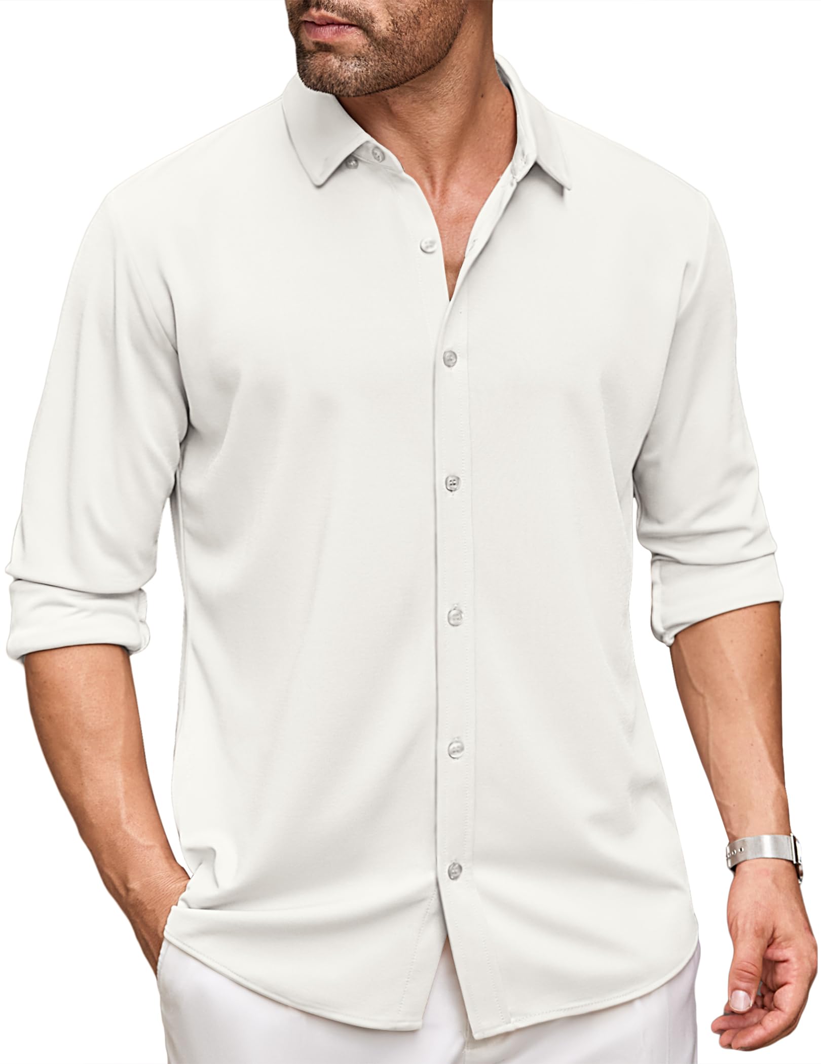 COOFANDY Men's Long Sleeve Dress Shirt | Slim Fit Button Down Shirt for Work & Casual | Wrinkle-Free, Breathable Fabric | Perfect for Office, Business Meetings & Date Nights