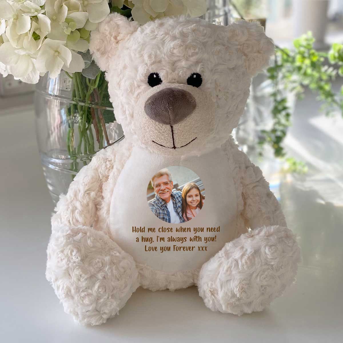 Personalized Photo Ashes Keepsake Memory Bear - Cream Plush Teddy for Memorial Gifts, Sympathy Comfort & Pet Loss Remembrance | Perfect for Funerals, Memorials & Healing After Loss