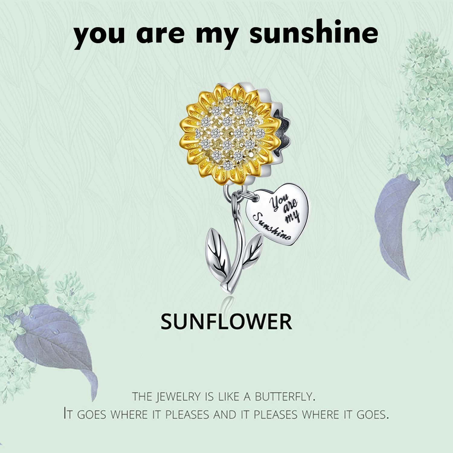 Sunflower Charm for Pandora Bracelets - 14K Gold Plated Zirconia Paved Jewelry - Birthday Gift for Women, Girls, Wife - Perfect for Everyday Wear & Special Occasions