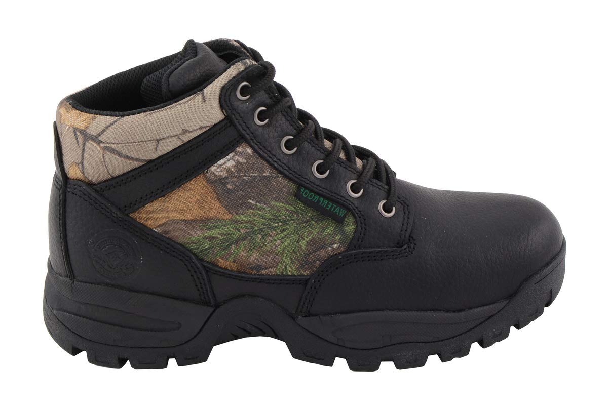 **Milwaukee Leather MBM9145 Men's Waterproof Hiking Boots - Mossy Oak Camo Print - Durable & Comfortable for Outdoor Adventures, Hunting, and Trekking**