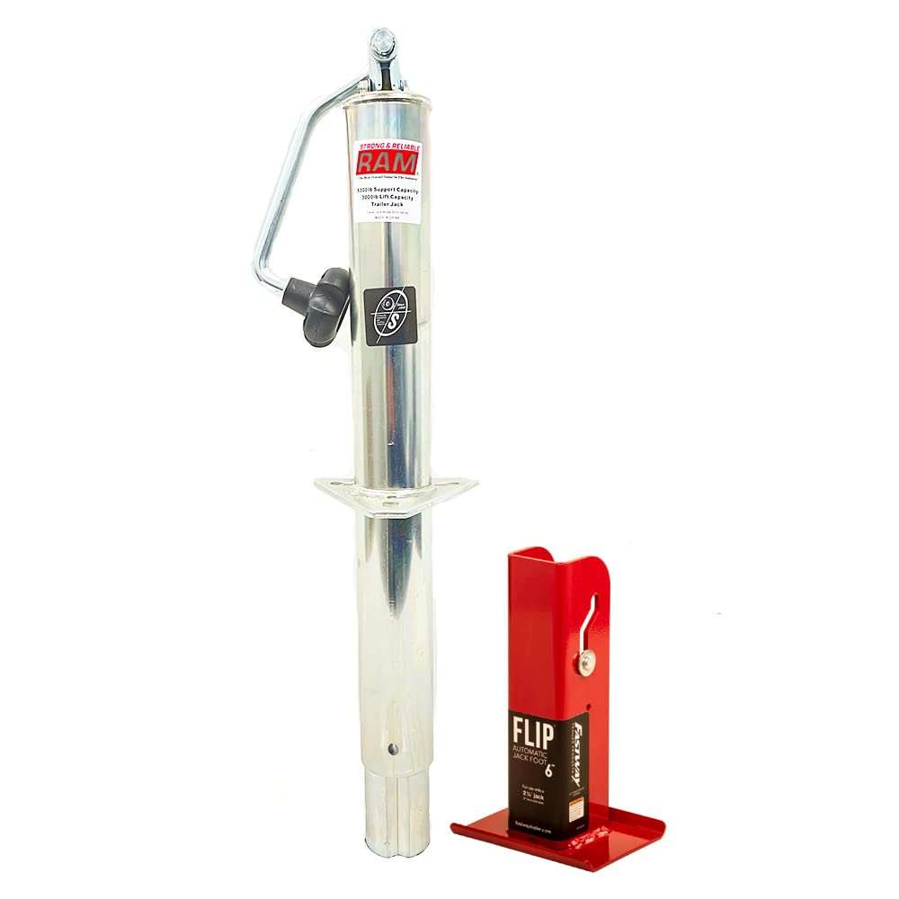 Southwest Wheel 5000 lbs Capacity Heavy Duty Wind RAM Zinc A-Frame Trailer Jack with 6