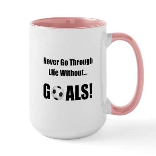 White/Pink Inside - Soccer Goals! Large Mug
