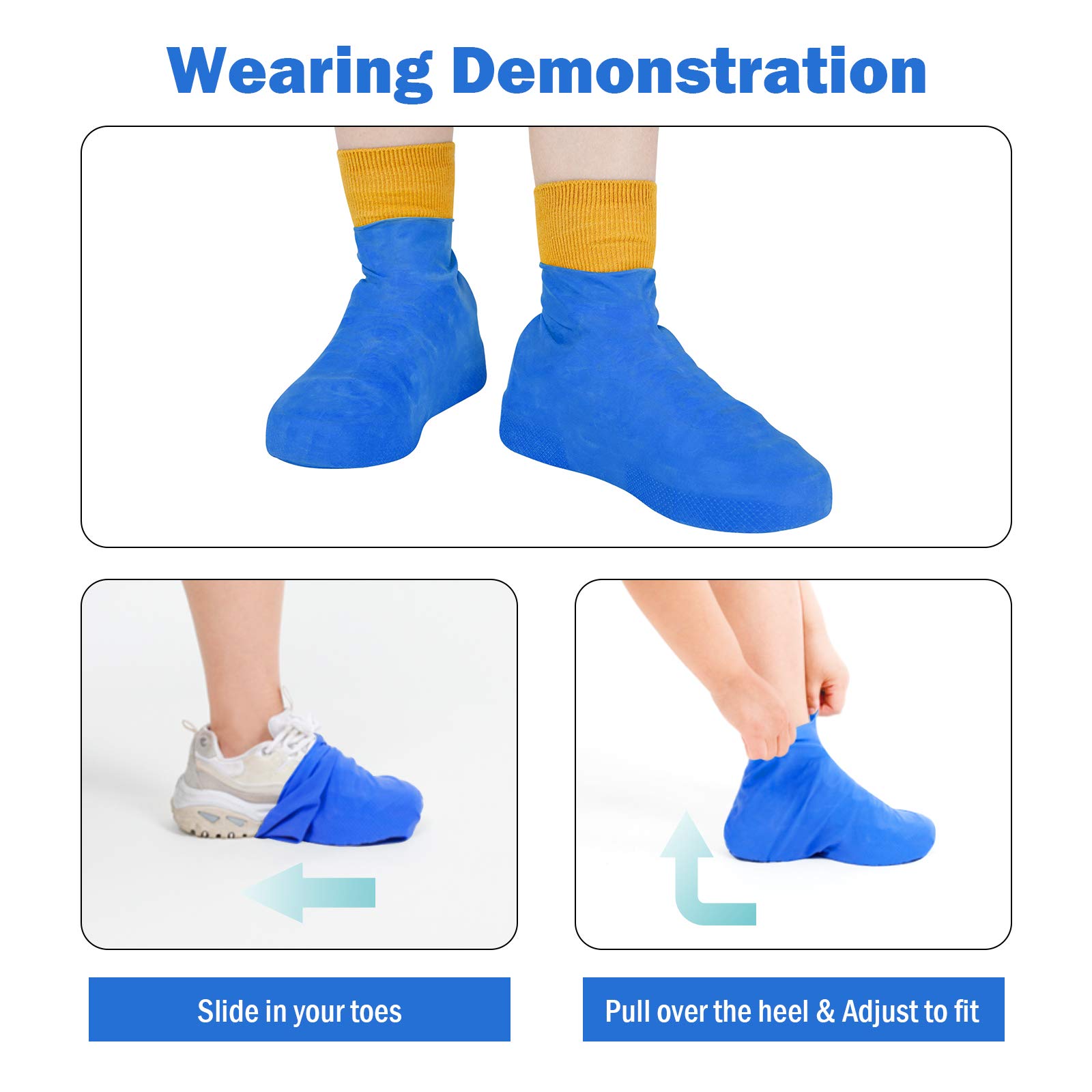 Waterproof Shoe Covers for Men & Women - Reusable Silicone Shoe Protectors, Durable & Non-Slip Rain Boot Covers for Walking in Rain, Snow, Car Washing, Camping & Outdoor Activities
