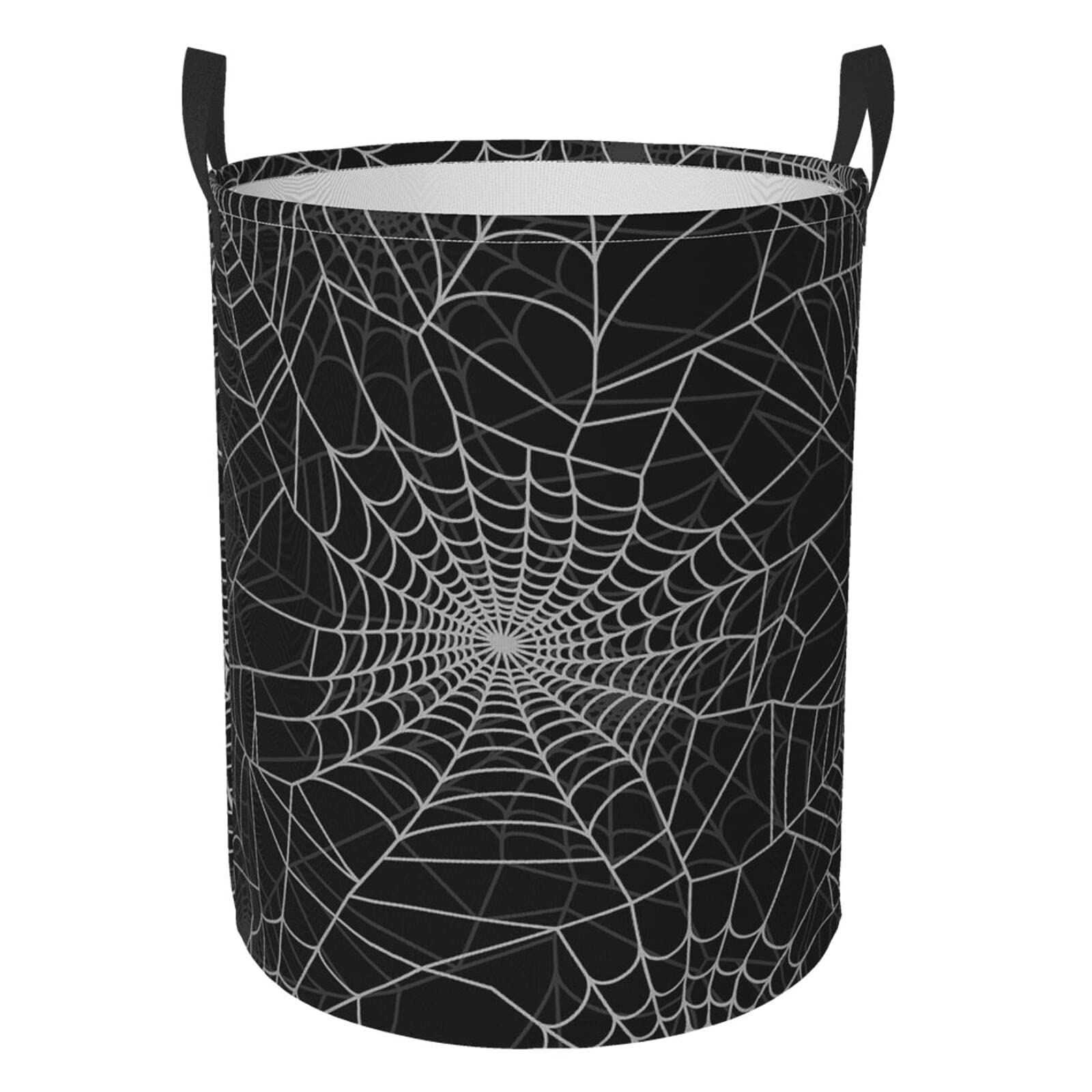 Funny Halloween Spider Web Collapsible Laundry Basket with Handle - Waterproof Fabric Hamper Organizer for Clothes, Toys & Bathroom Storage - Perfect for Halloween Decor, Laundry Room & Dorm Organization