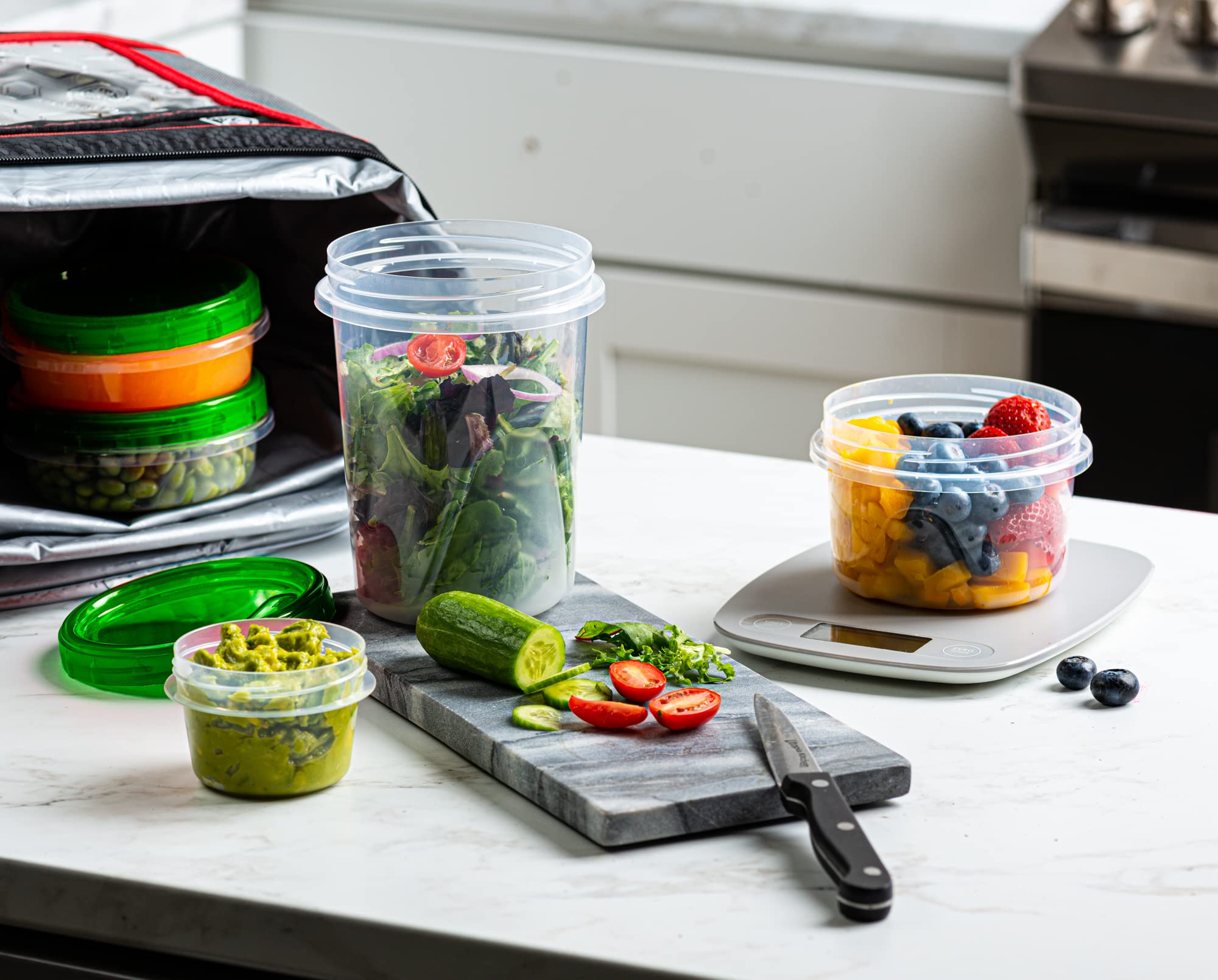 4oz (10 Pack) Clear Bottom Green Top Twist Cap Food Storage Containers with Screw-On Lids - Perfect for Freezer, Meal Prep & Leftovers