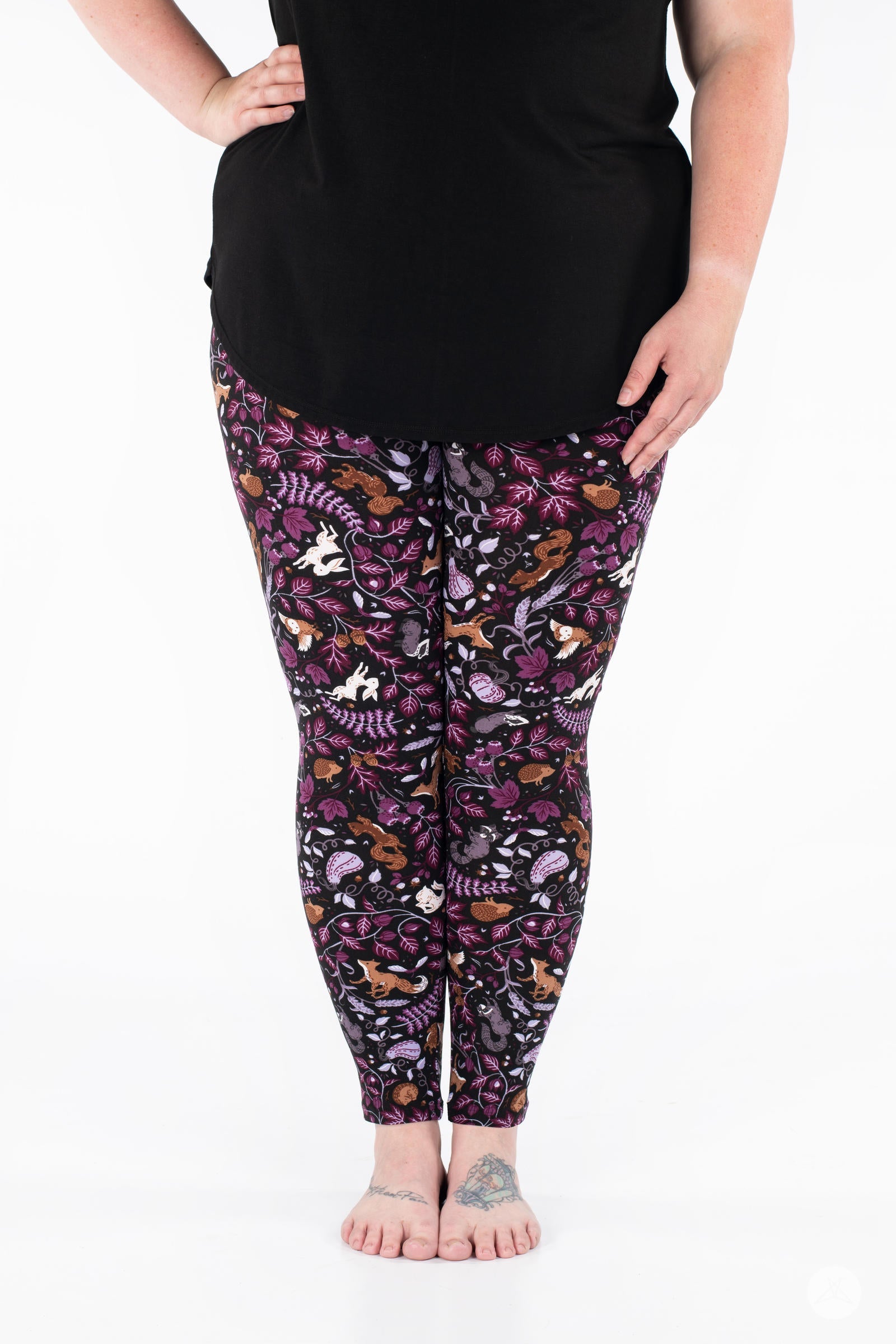 Wildwood Patterned Leggings for Women - High Waist Yoga Pants with Floral Design - Comfortable Stretchy Workout Leggings for Gym, Running & Lounge Wear