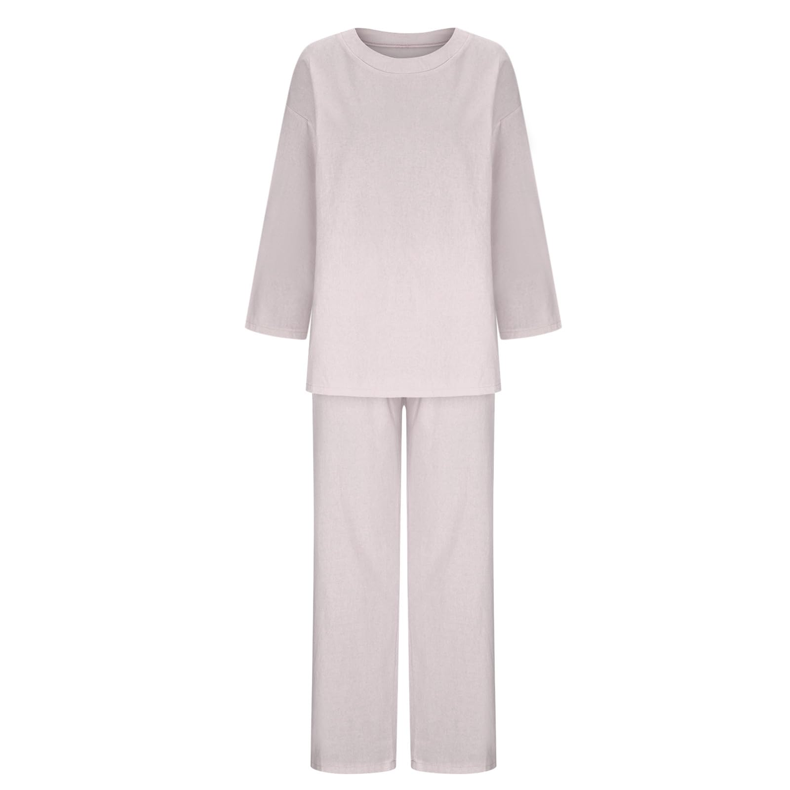 Oelaio Women's 2-Piece Lounge Set - Soft Cotton Casual Pajama Pants & Top Matching Outfit for Fall | Plus Size Comfortable Loungewear for Home, Sleep & Relaxation