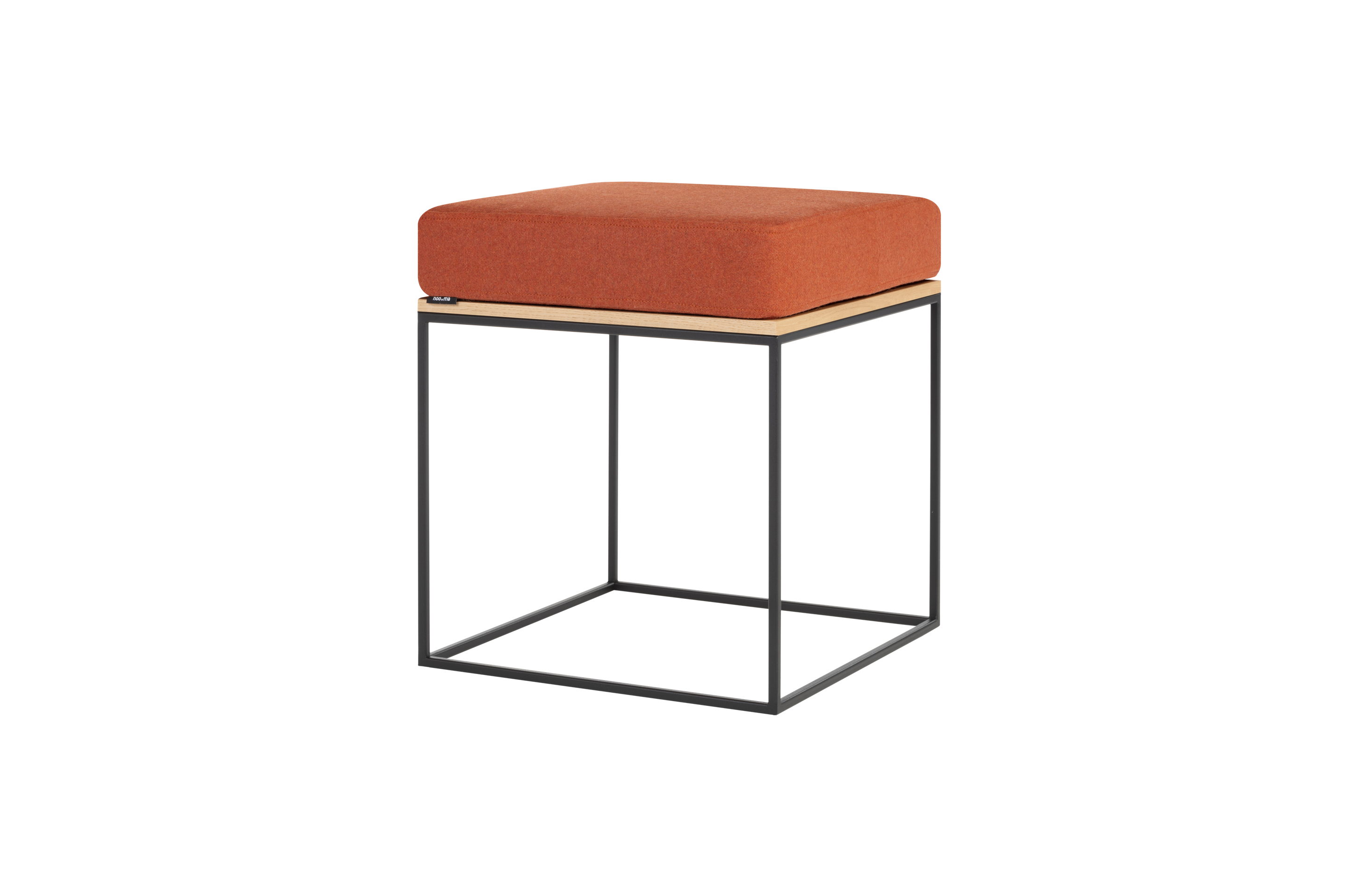Feo Pouf Ottoman - Handmade Oak Wood Stool with Terracotta Fabric - Perfect for Living Room, Bedroom, or Nursery Decor