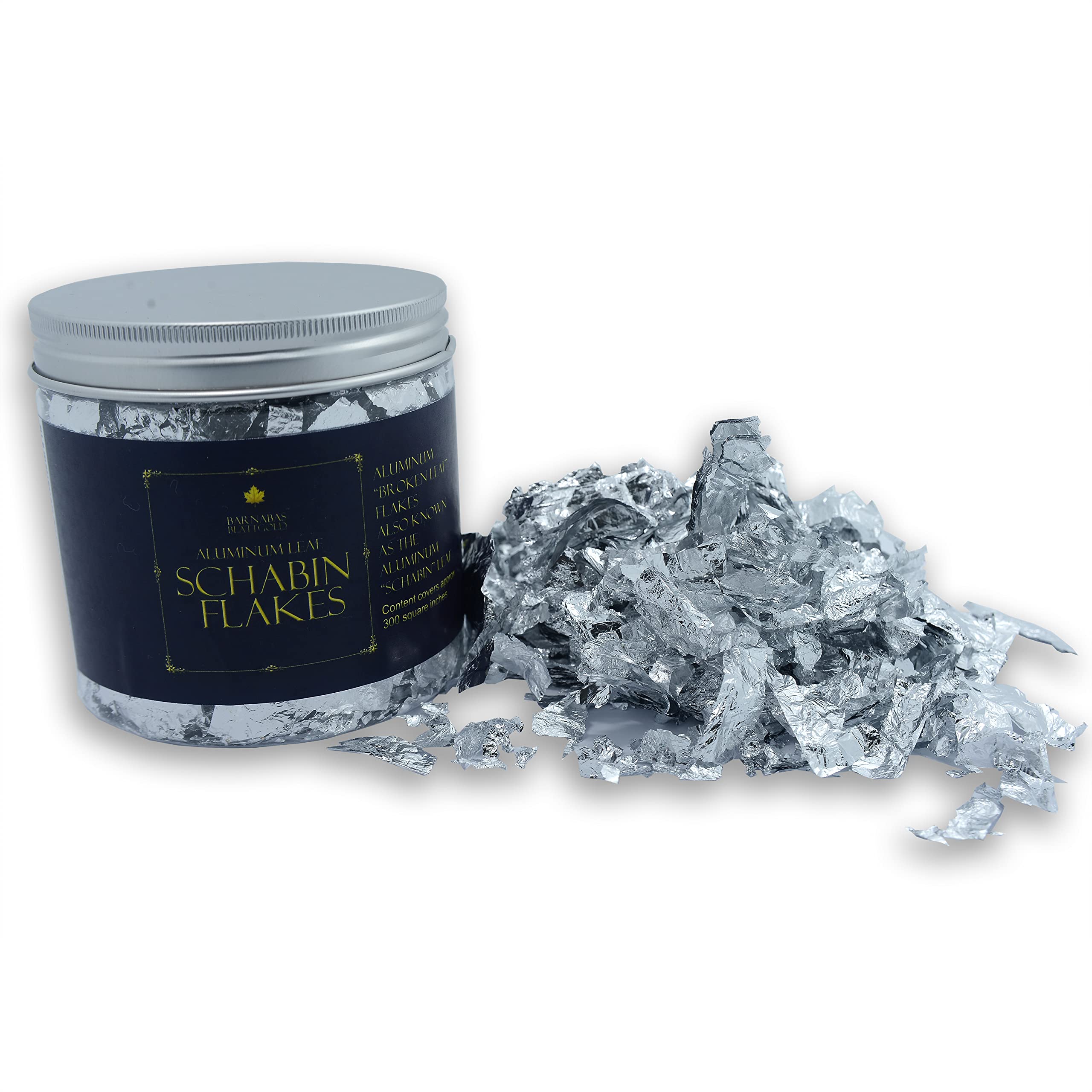 Barnabas Blattgold 15g Imitation Silver Leaf Flakes - Premium Silver Flakes for Resin Art, Crafts, Gilding & Painting - Perfect for DIY Projects, Home Decor, and Artistic Creations