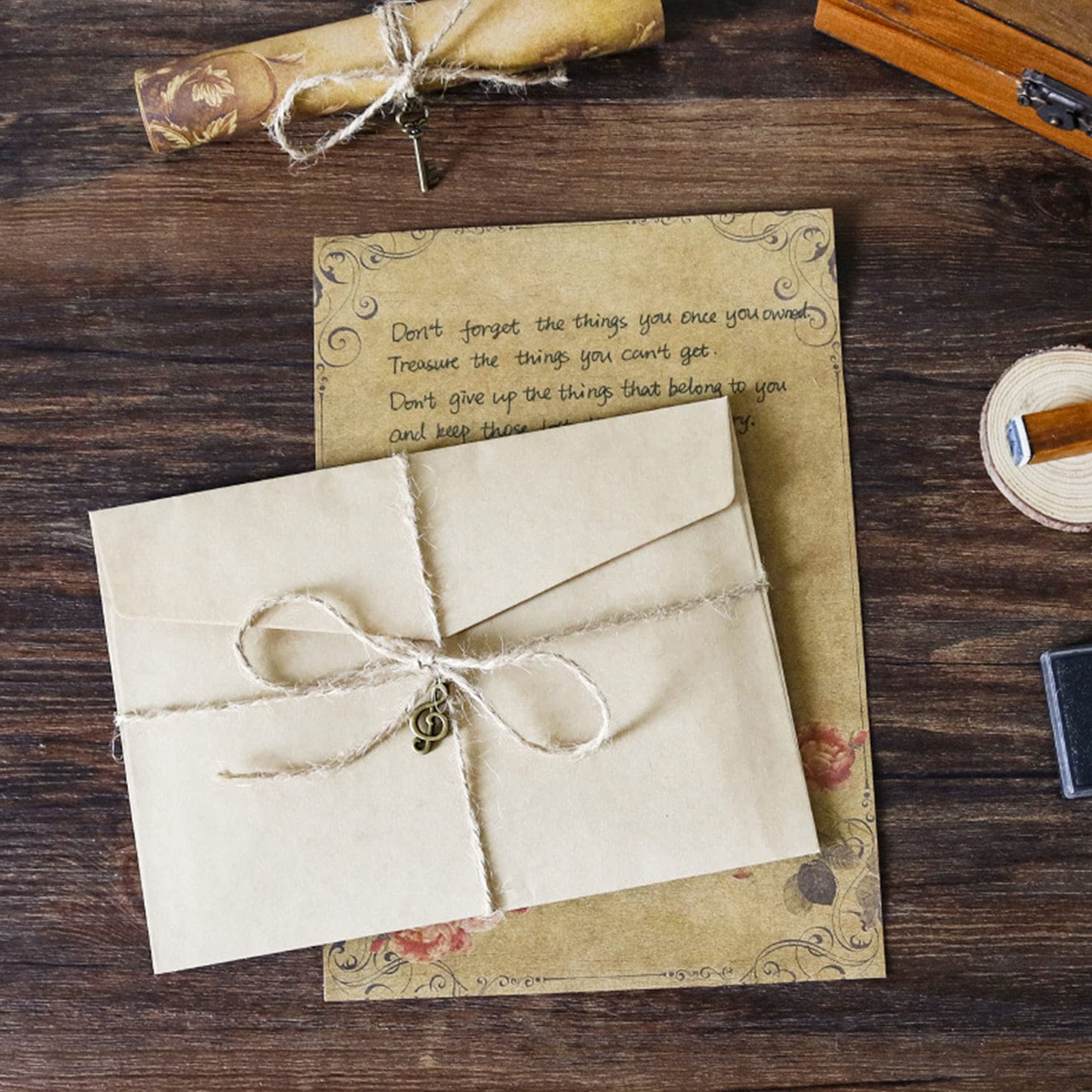 Vintage Stationery Paper and Envelopes Set - 4 Pack Aged Writing Paper with Retro Design for Letter Writing, Journaling & Scrapbooking