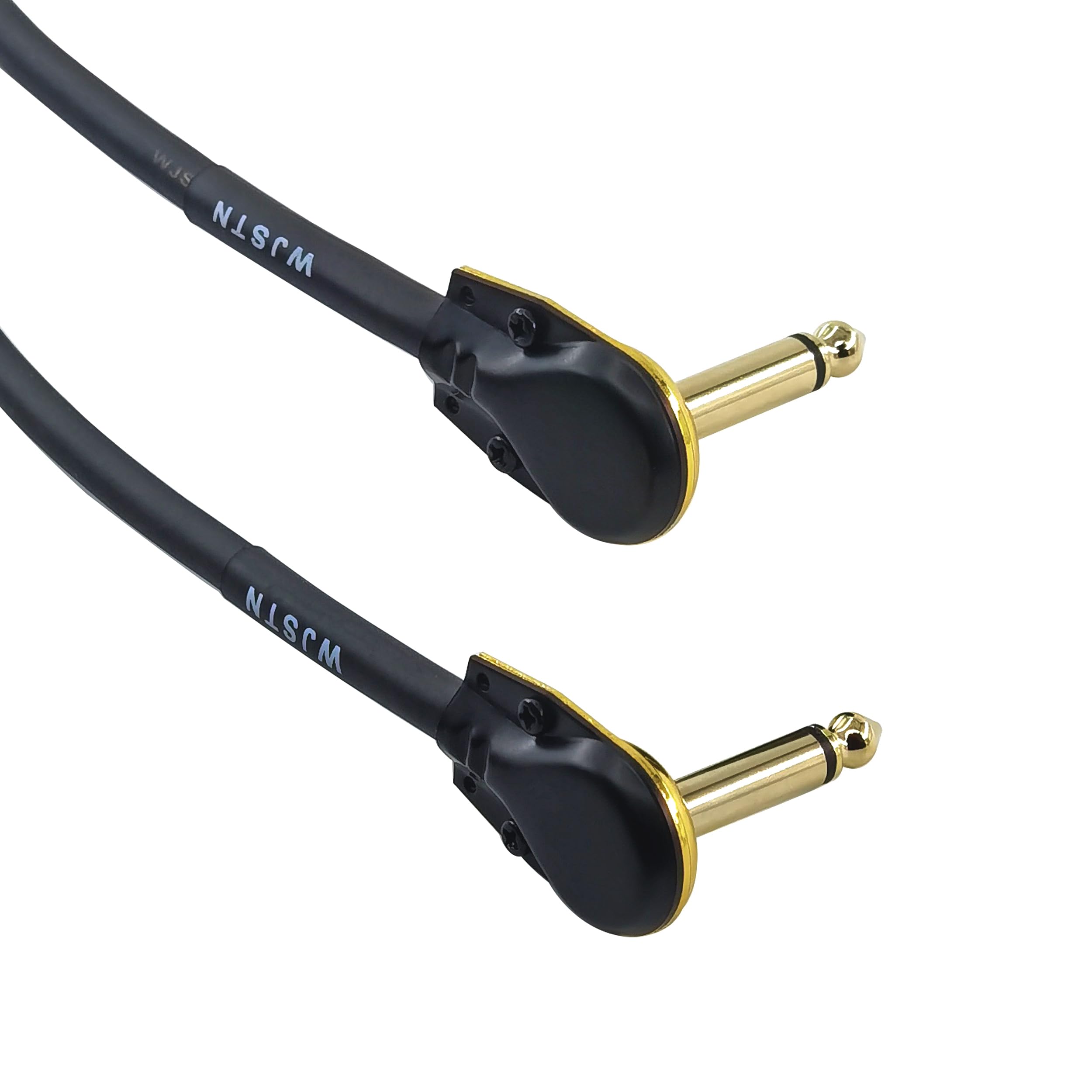 Gold Plated 6.35mm (1/4 Inch) TS Male to TS Female Right Angle Pancake Adapter - for Speaker, Guitar, Patch Cables & Audio Equipment - Perfect for Live Performances, Studio Recording & Home Audio Setups