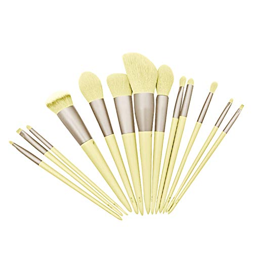 **13-Piece Premium Makeup Brush Set - Synthetic Kabuki Foundation, Face Powder, Blush & Eyeshadow Brushes - Portable Travel-Friendly Makeup Kit (Yellow) - Perfect for Professional Makeup Artists & Beginners for Flawless Daily & Special Occasion Looks**