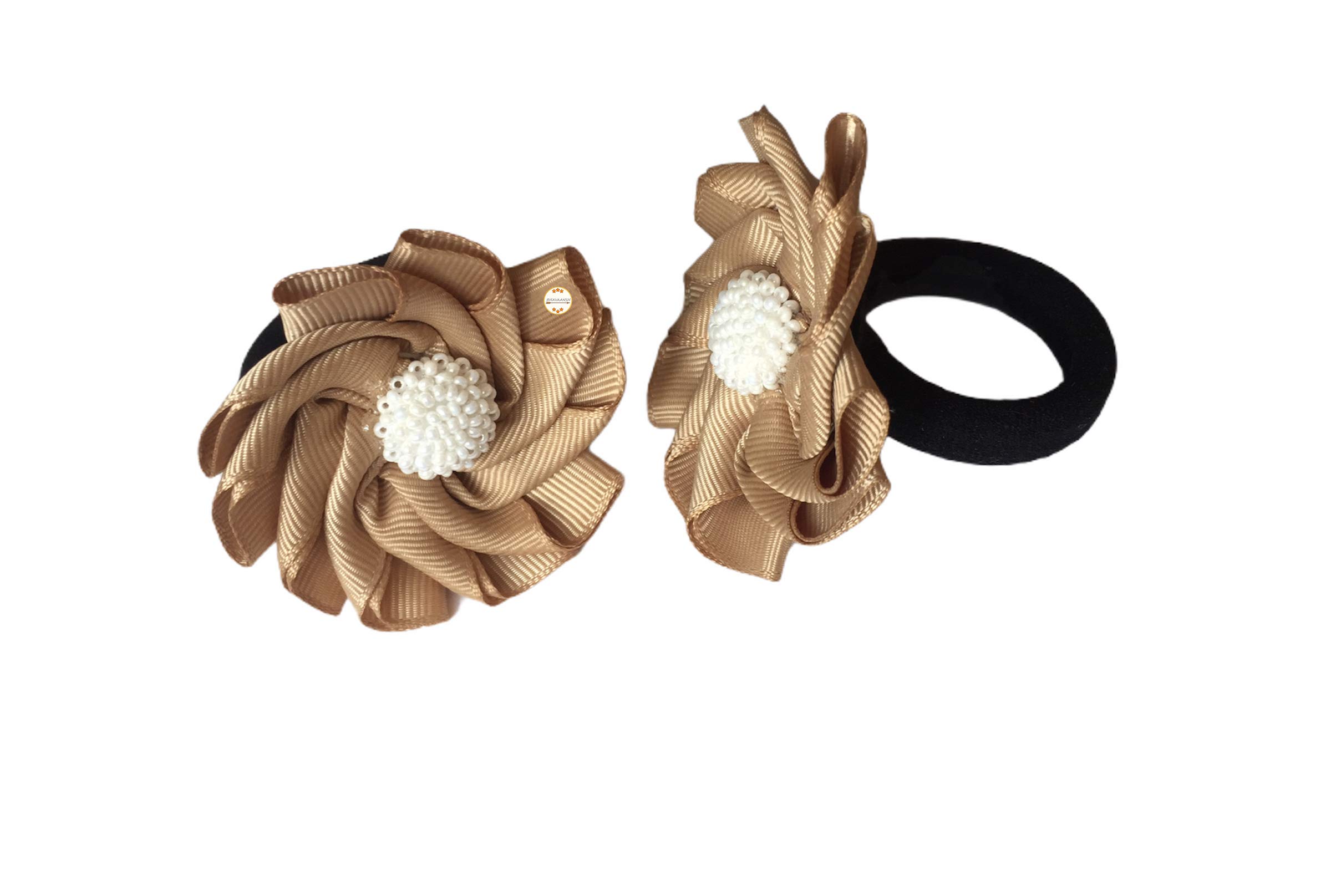 Hands-Free Pinwheel Ponytail Holders for Girls - Beige Hair Accessories | Perfect for School, Sports & Playtime