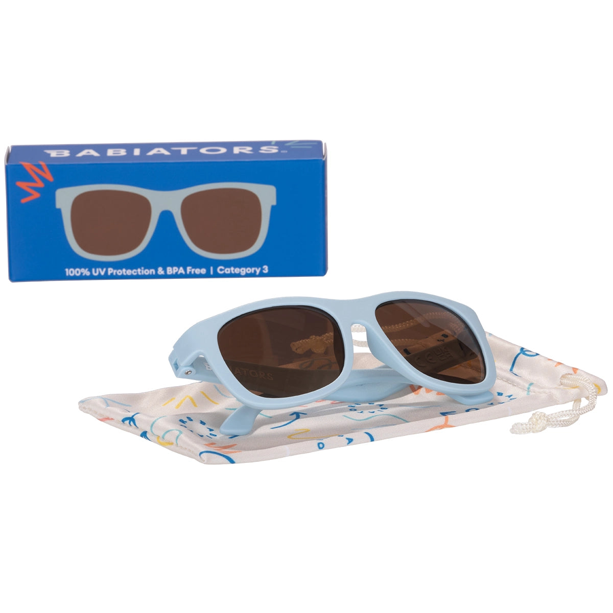 Baby Blue with Amber Lens Navigator Sunglasses for Kids – UV400 Protection, Stylish & Durable – Perfect for Beach, Outdoor Play & Summer Activities