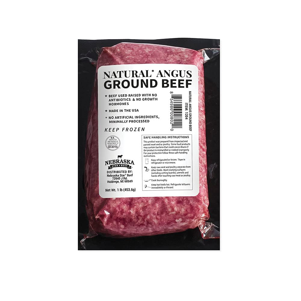 Premium Nebraska Star Beef Angus Ground Beef - 100% Grass-Fed, High Protein, Lean & Juicy - Perfect for Burgers, Meatballs, Tacos & Healthy Meal Prep