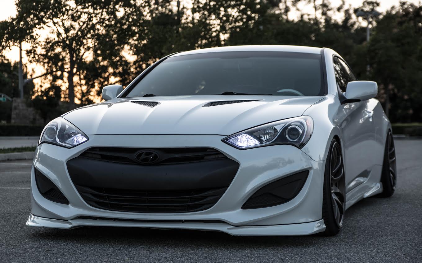 2013-2016 Hyundai Genesis Coupe KS Style Front Bumper Lip Spoiler - Unpainted PU Material for Enhanced Aerodynamics & Sporty Look - Perfect for Car Enthusiasts & Street Racing