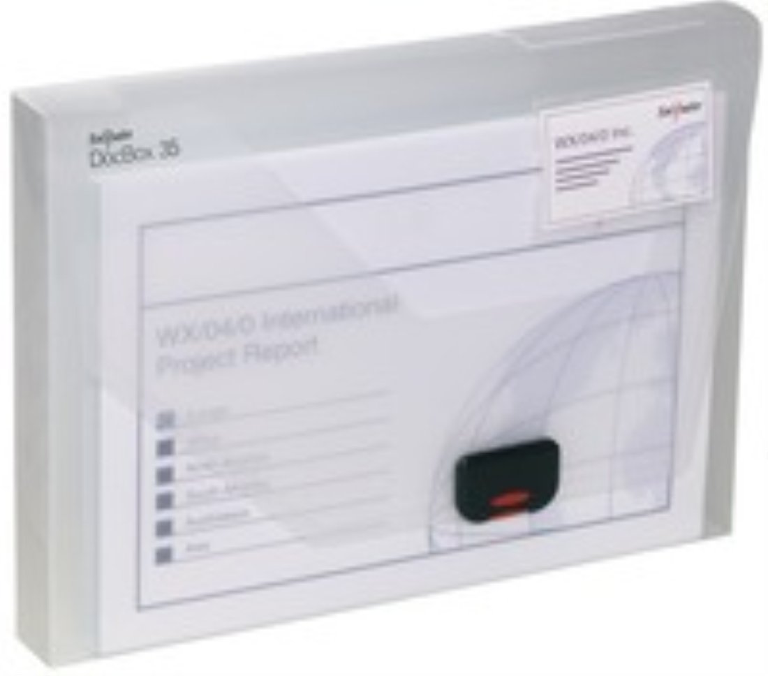 A4 DocBox Clear 35mm Box File with Push Lock - Secure Document Storage for Office, School & Home Organization (Pack of 1) - Ref 12861