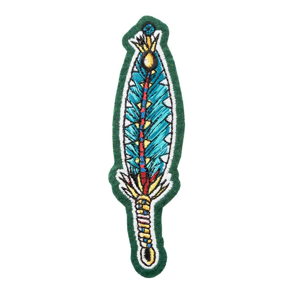 Feather Turquoise Iron On Patches for Clothing & Jeans - 1.25x4in Small DIY Sew On Embroidered Patches for Jackets, Bags, Hats - Native American Indian Style Decorative Patches | Perfect for Denim Repair, Fashion Customization & Boho Accessories