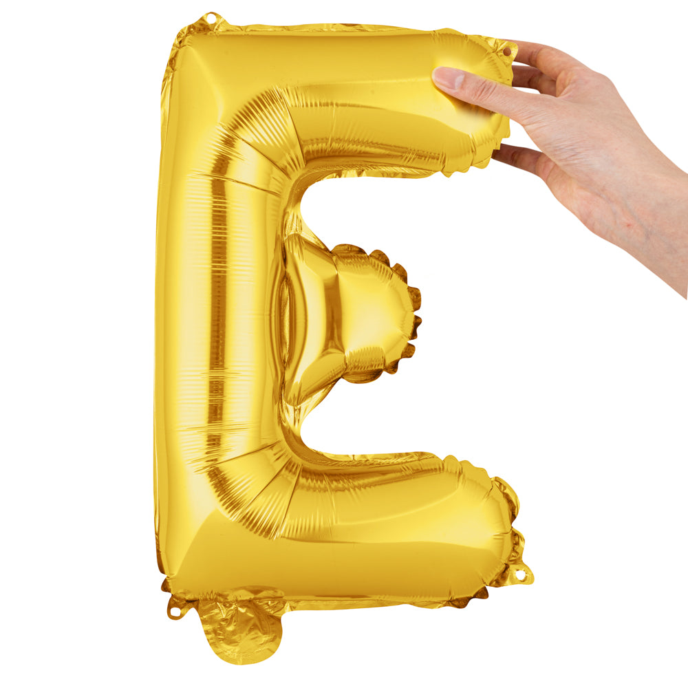 Balloonify Gold Mylar Letter E Balloon - 16 Inch Large Foil Alphabet Balloon for Birthday Parties, Baby Showers & Celebrations (1 Count)