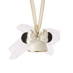 New Lenox Bridal Minnie Mouse Ears Christmas Tree Ornament #772468 - Disney Wedding & Holiday Decor for Xmas Tree, Party, or Gift