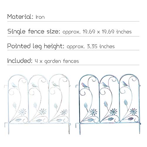 4 Pack Decorative Garden Fence Borders - Rustproof Flower Bed Edging, Landscape Wire Fencing Panels for Outdoor Lawn, Patio & Garden Protection - Animal Barrier & Bird Deterrent - White (Perfect for Yard Landscaping, Flower Beds & Pet Safety)