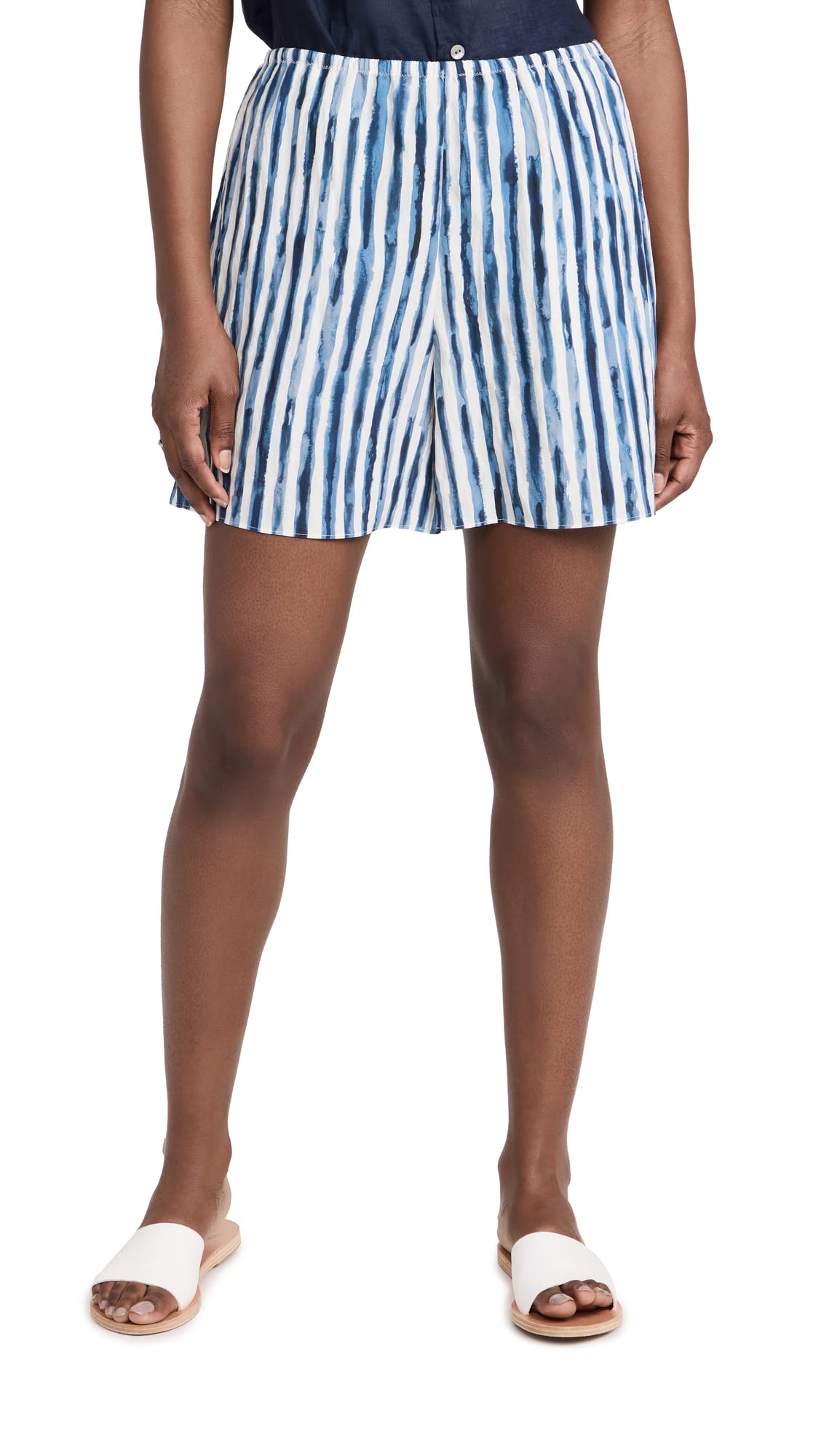 Vince Women's Painterly Stripe Pull-On Shorts - Comfortable Stretchy Casual Summer Shorts for Women | Perfect for Beach, Vacation & Everyday Wear