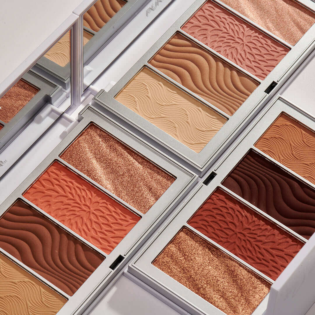 4 in 1 Skin Perfecting Face Powder Palette - Matte & Shimmer Makeup Set for Contouring, Highlighting & Blush - Perfect for Everyday Wear & Special Occasions