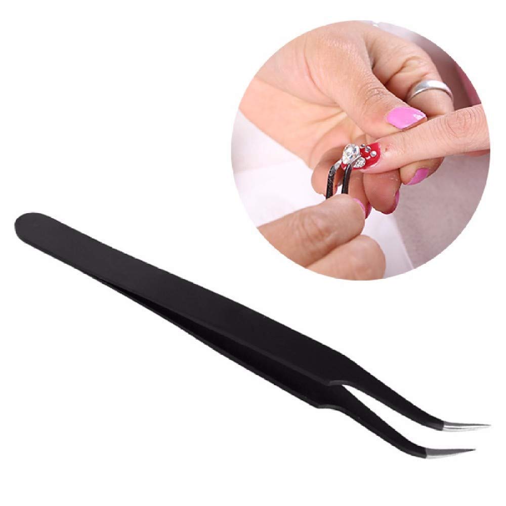 Professional Nail Art Tweezers Set - 2 Pcs Rhinestone & Foil Picker Tool for Nail Stickers, Decals, Eyelash Extensions | Perfect for DIY Manicures, Salon Use & Nail Decorations
