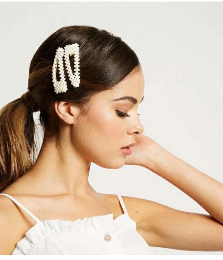 6-Piece Korean Style Pearl Hair Clips Set - Large Elegant Hairpins & Barrettes for Women & Girls - Fashion Hair Accessories for Weddings, Parties & Daily Styling (Pack of 6)