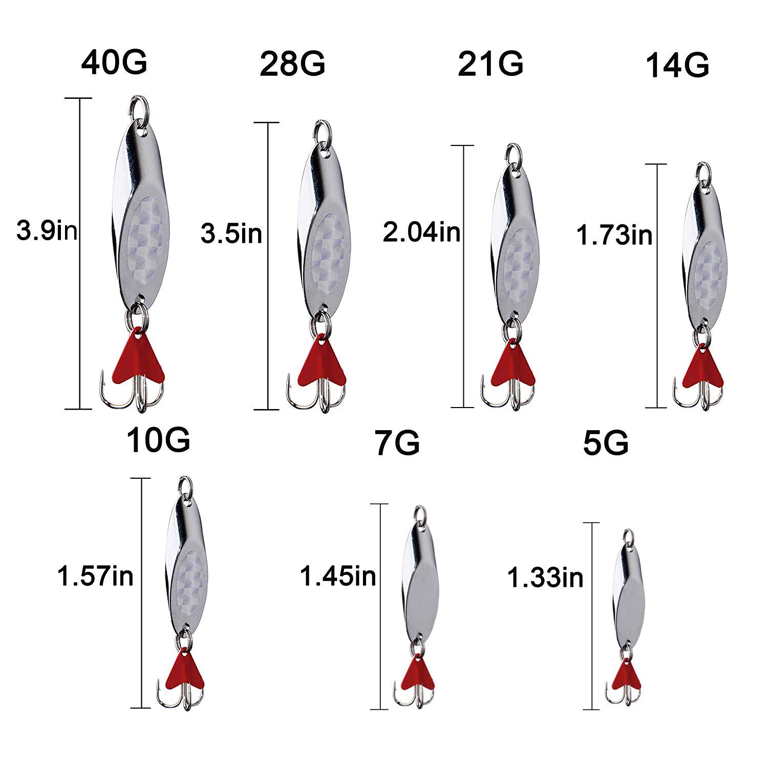 Saltwater Fishing Spoons - Hard Metal Lures with Treble Hooks for Salmon Bass | Jigging & Casting Tackle