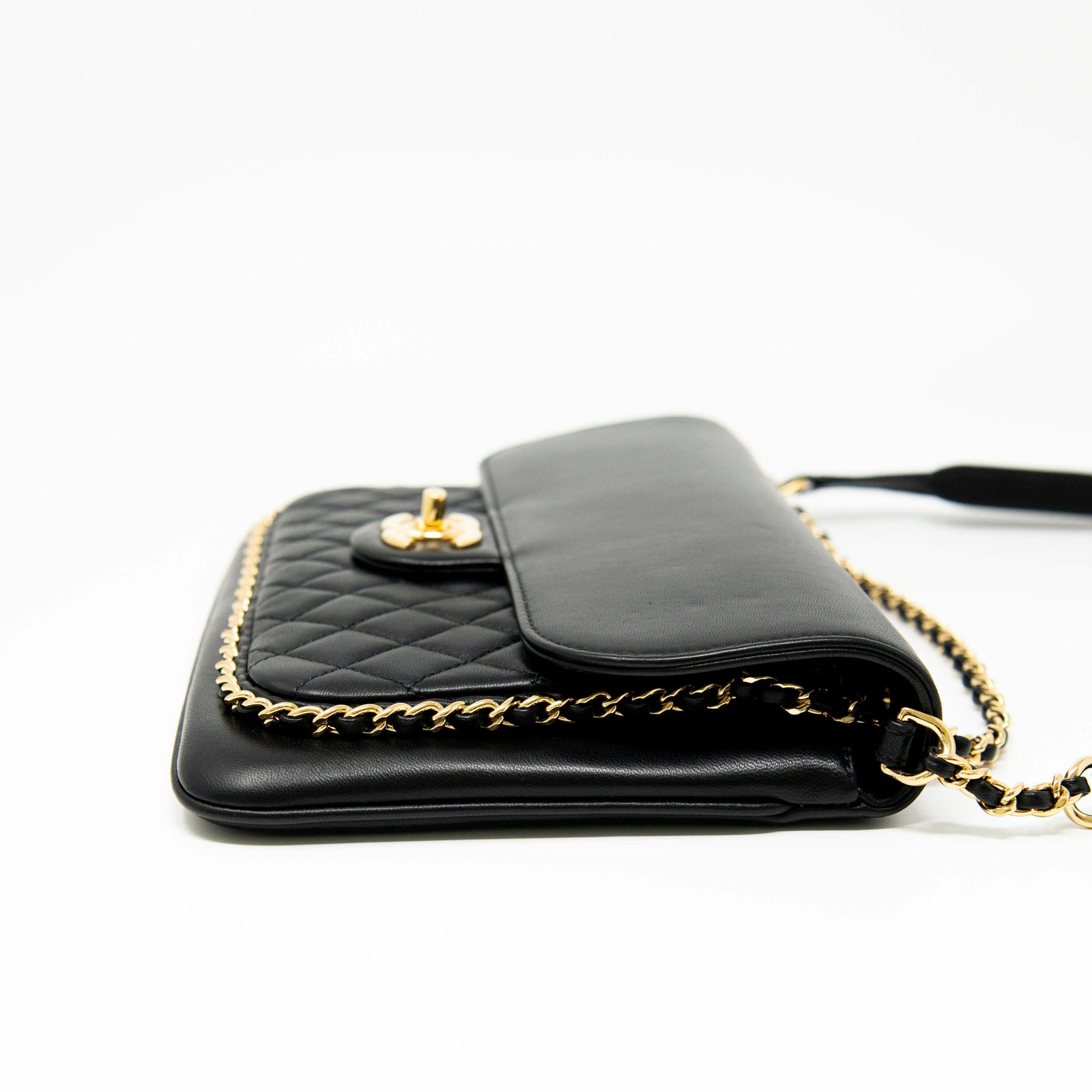 Chanel Black Quilted Caviar Leather Unchained Flap Bag - Luxury Designer Handbag for Women, Perfect for Evening Parties & Special Occasions