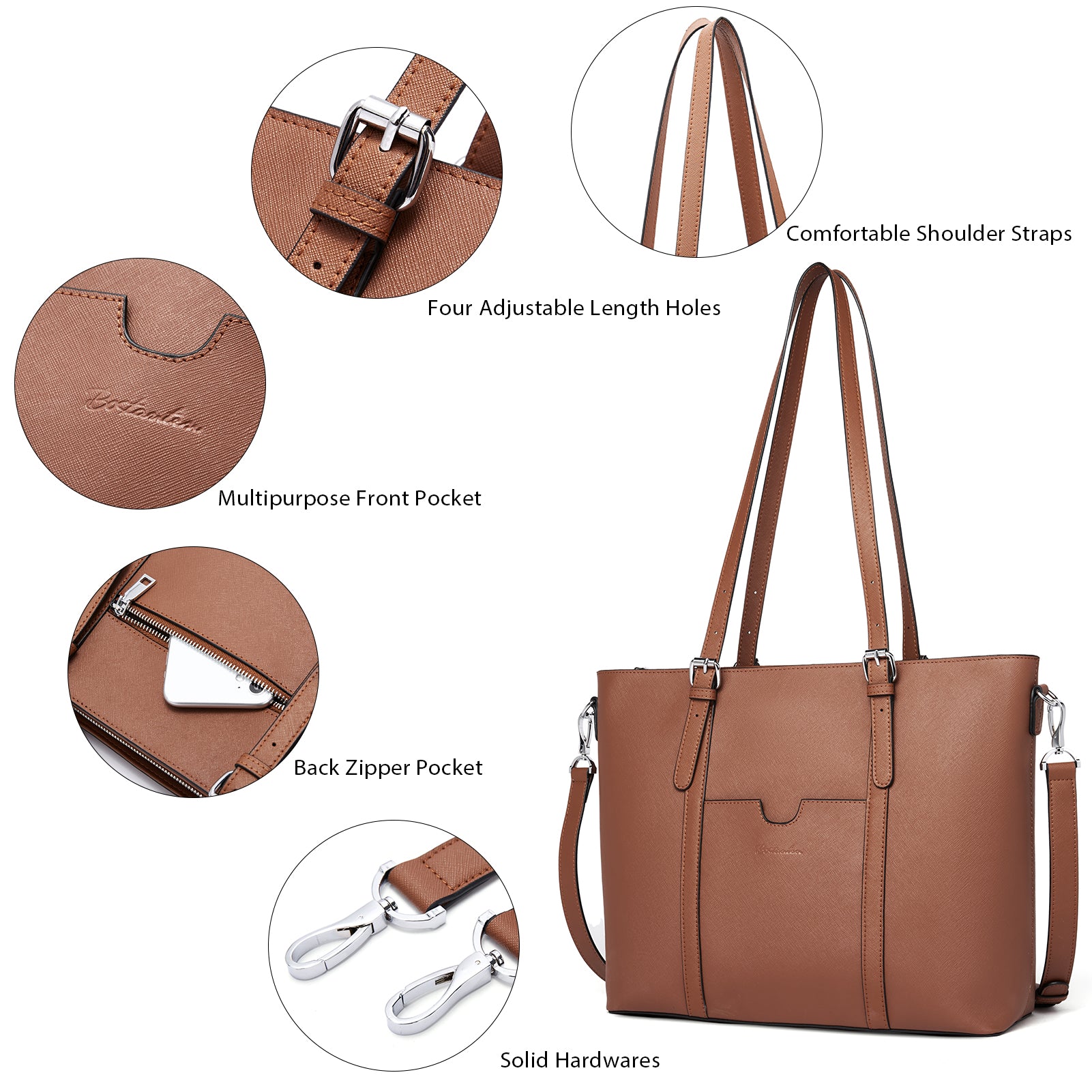 Carol Women's Professional Work Tote Bag - 15.6 Inch Laptop Briefcase for Business, Office & Travel - Spacious Leather Organizer with Pockets for Laptop, Files & Accessories