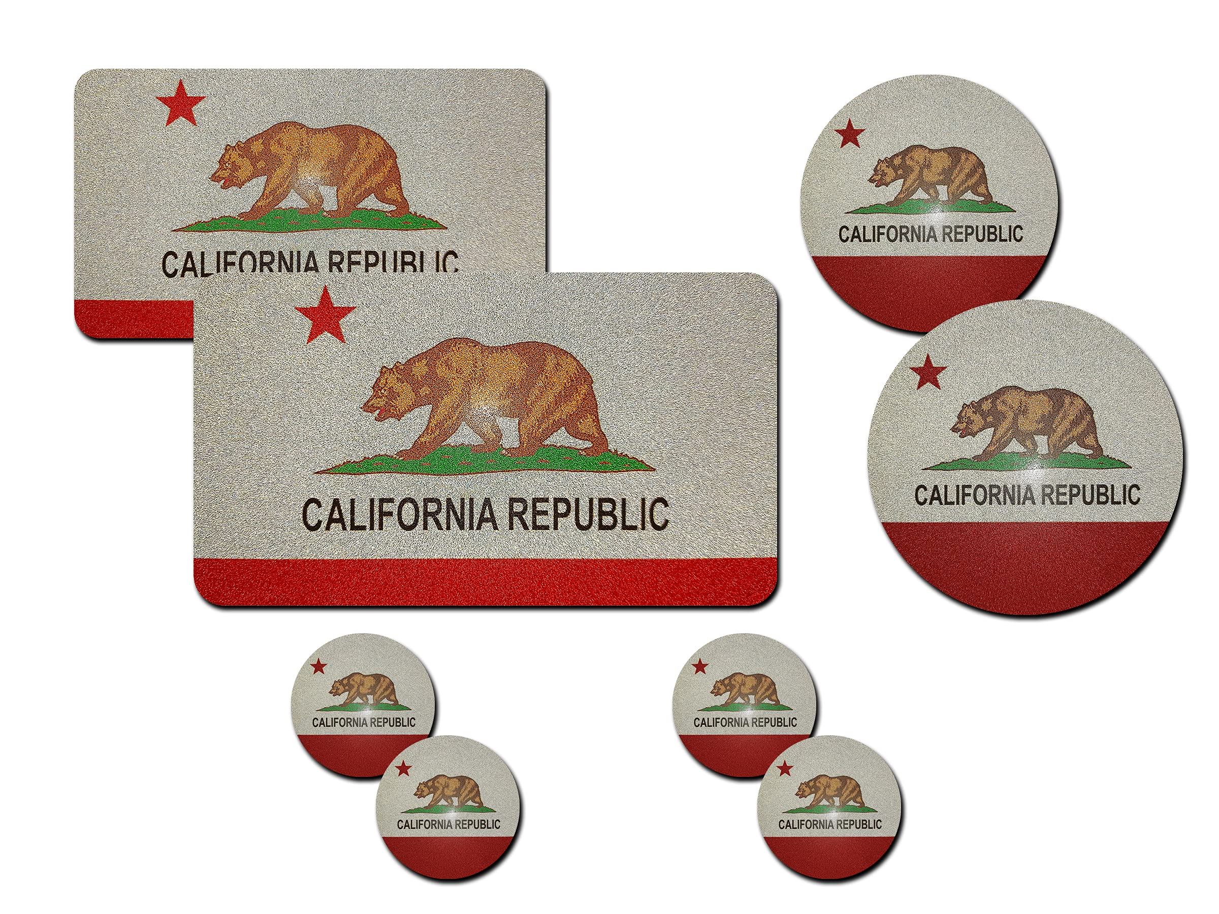 8 Pcs USA California State Flag Vinyl Decals - Reflective Car Stickers for Windows, Bumpers, Laptops & Water Bottles - Perfect for Cars, Trucks, Travel Mugs & DIY Projects