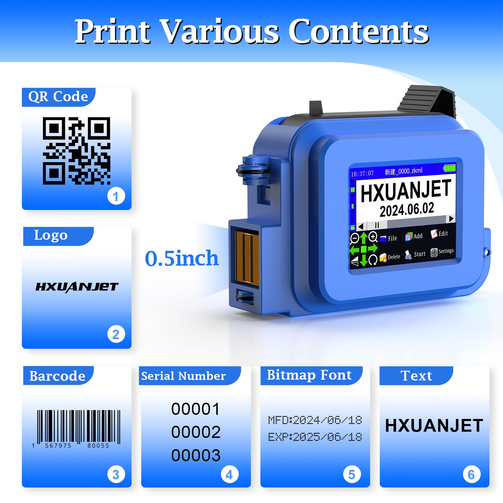 MINI127 Portable Handheld Inkjet Printer - Compact Coding Machine for Logo, QR Code, Barcode, Date & Batch Printing | Ideal for Retail, Warehouse, Manufacturing & Small Business Labeling