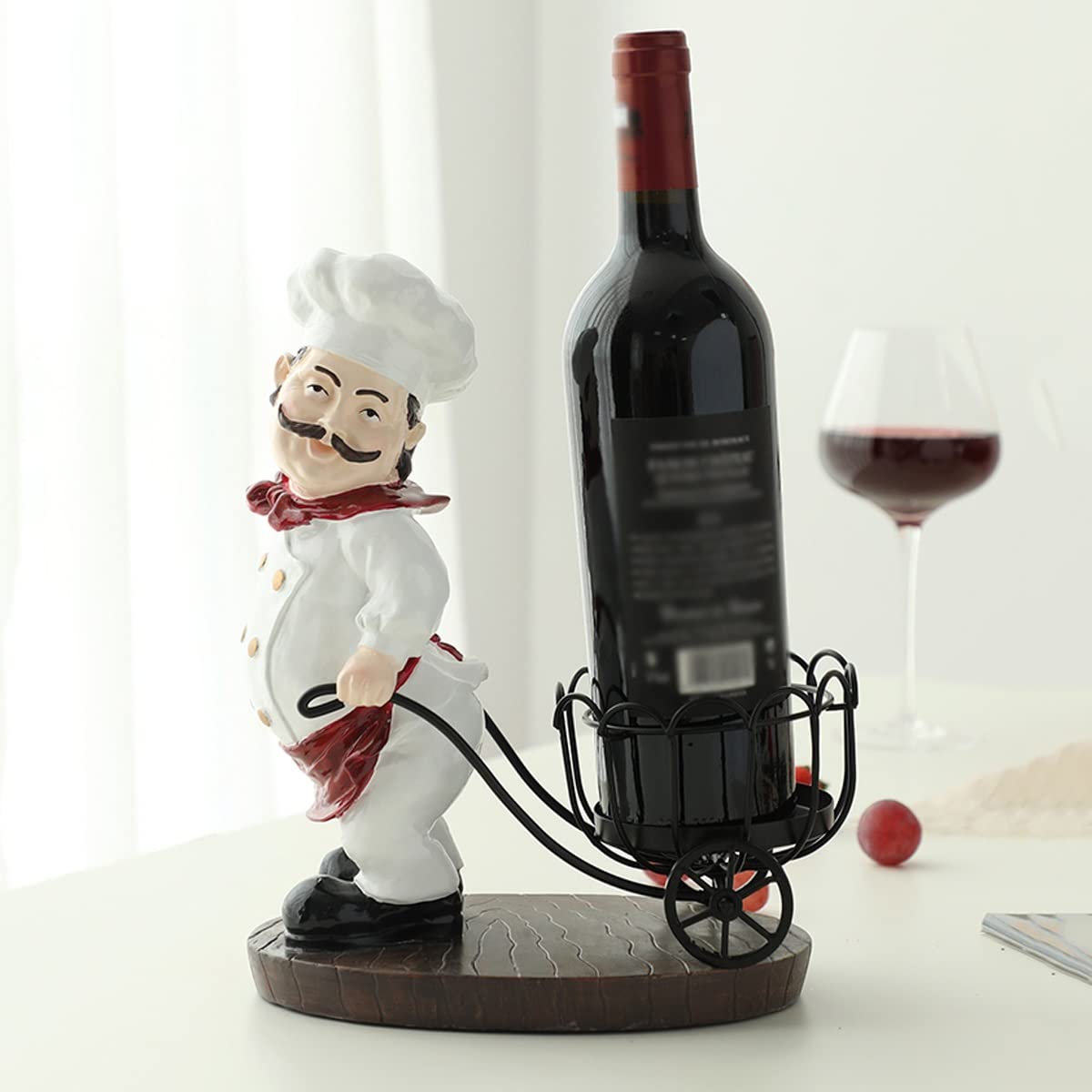 SEFAX Creative Resin Mustache Chef Wine Rack - Modern Wine Bottle Display Holder for Kitchen, Bar & Restaurant Decor - Perfect for Home Storage & Wine Enthusiasts - Ideal for Gifts, Parties & Entertaining