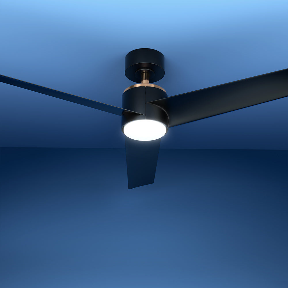 Devanti 52 Inch Black Ceiling Fan with LED Light and Remote Control - DC Motor, Ultra Quiet, Energy Efficient - Perfect for Living Room, Bedroom, or Outdoor Patio