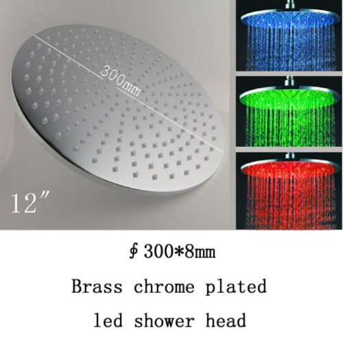 12 Inch Round Rainfall LED Shower Head - Cascada Stainless Steel Chrome Finish Showerhead (No Shower Arm Included) | Modern Bathroom Upgrade for Spa-Like Experience