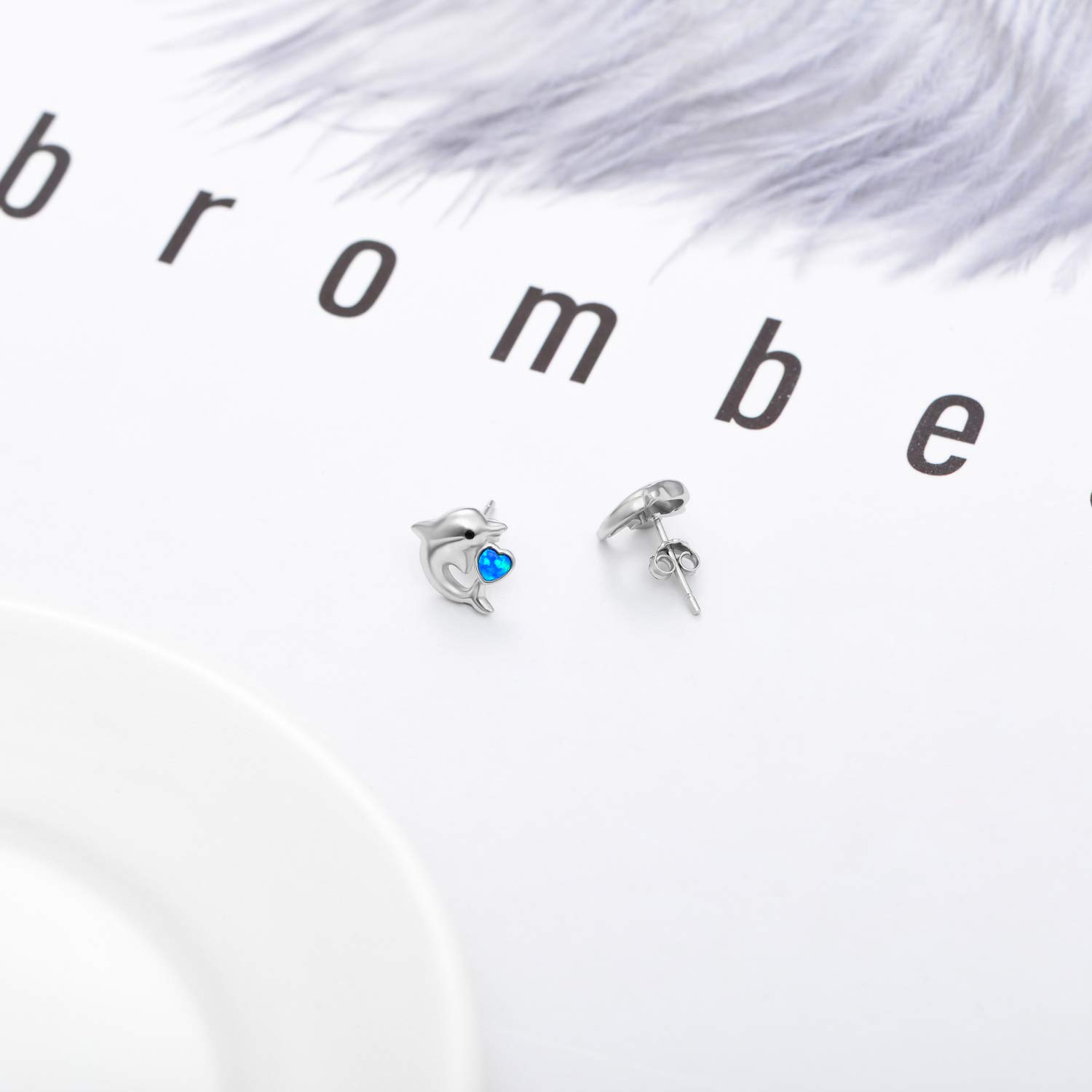 TOUPOP Sterling Silver Stud Earrings for Women - Dolphin, Jellyfish, Owl & Shark Designs with Created Opal | Cute Ocean Animal Jewelry for Girls | Birthday & Christmas Gift Ideas | Perfect for Beach Parties, Casual Wear & Special Occasions