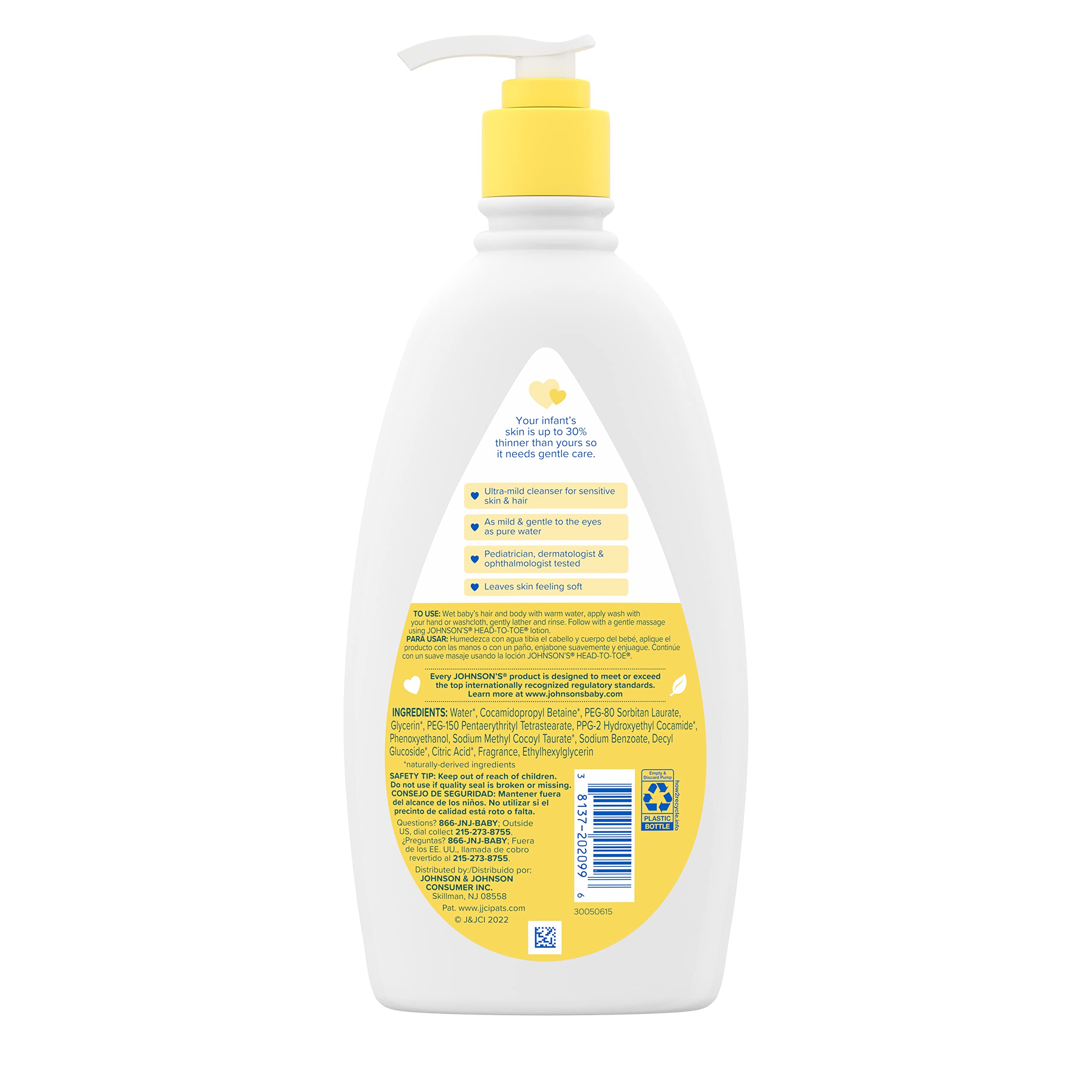 Johnson's Baby Wash & Shampoo - Tear-Free 2 Pack for Sensitive Skin | Bath Time & Daily Hygiene