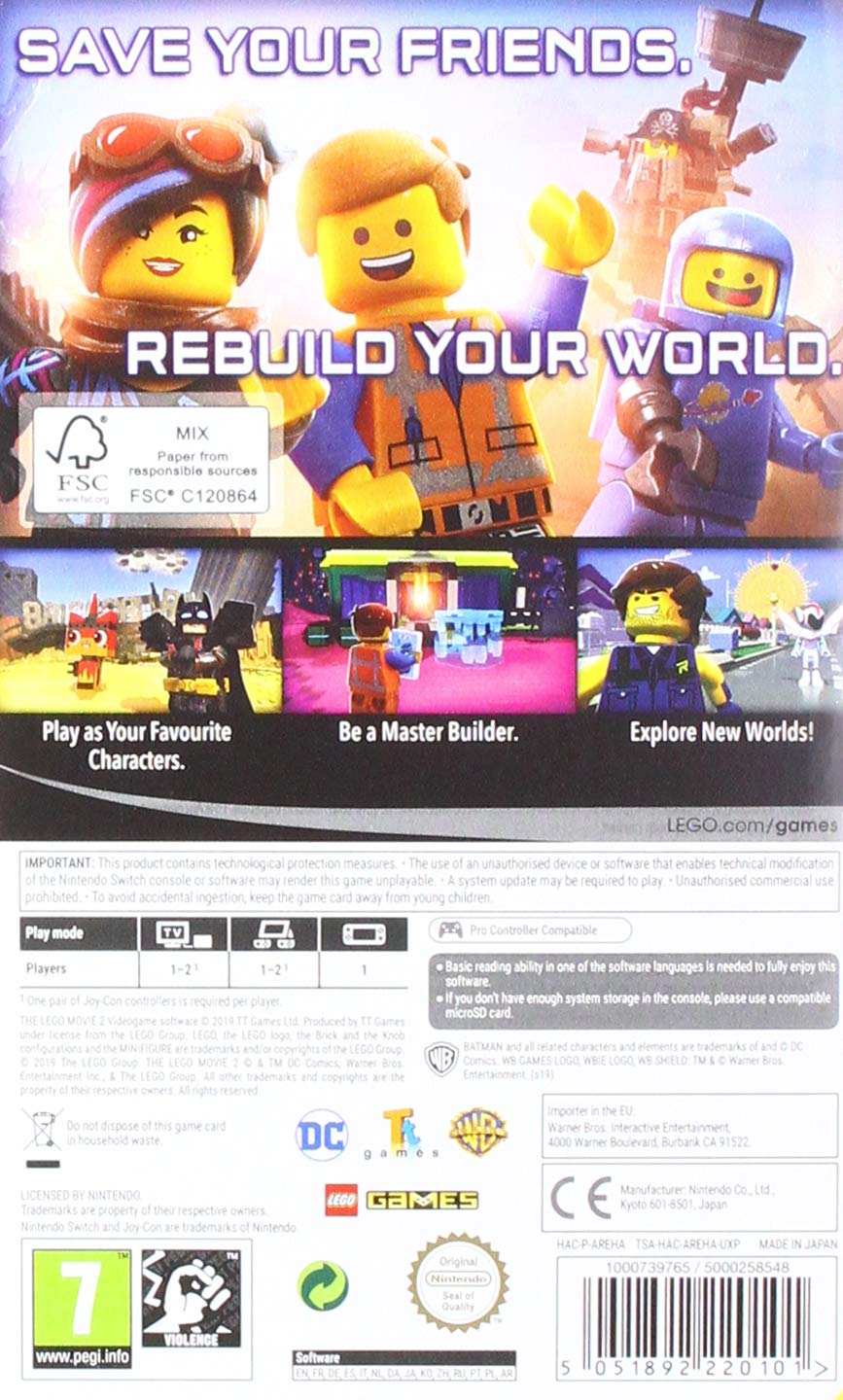 LEGO Movie 2 Videogame for Nintendo Switch - Adventure Game for Kids & Adults - Perfect for Family Game Nights & Travel Entertainment