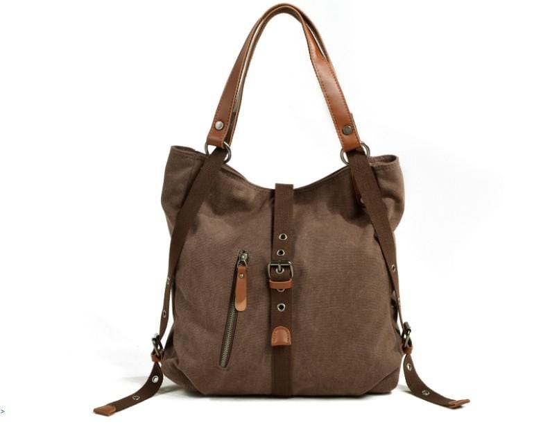 Stylish Women's Waxed Canvas Tote Bag with Genuine Leather Handles - Perfect for Work, Travel & Everyday Use