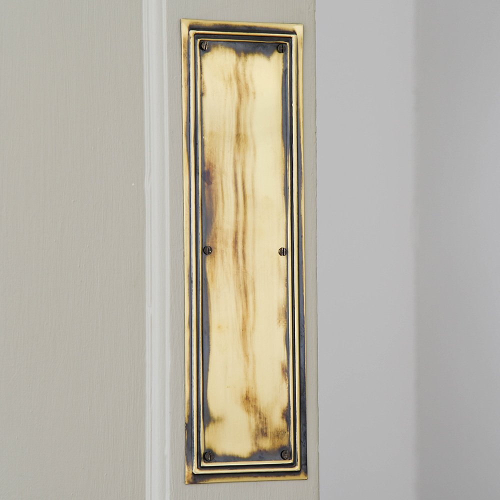 Vintage Antique Brass Lincoln Fingerplate - Elegant Door Handle Cover for Classic Home Decor | Perfect for Victorian & Traditional Interior Design