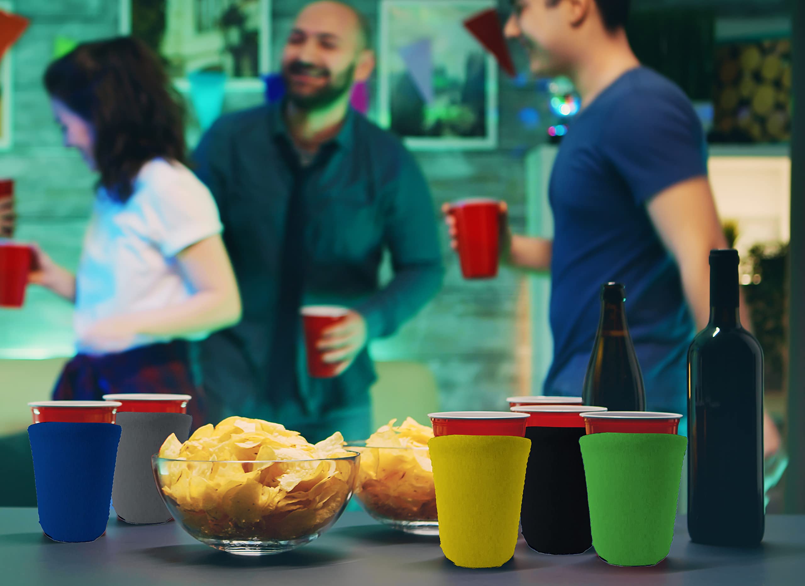 Red Neoprene Party Cup Coolie - Insulated Drink Sleeve for Beer, Soda & Cocktails - Perfect for BBQs, Tailgating & Beach Parties (1-Pack)