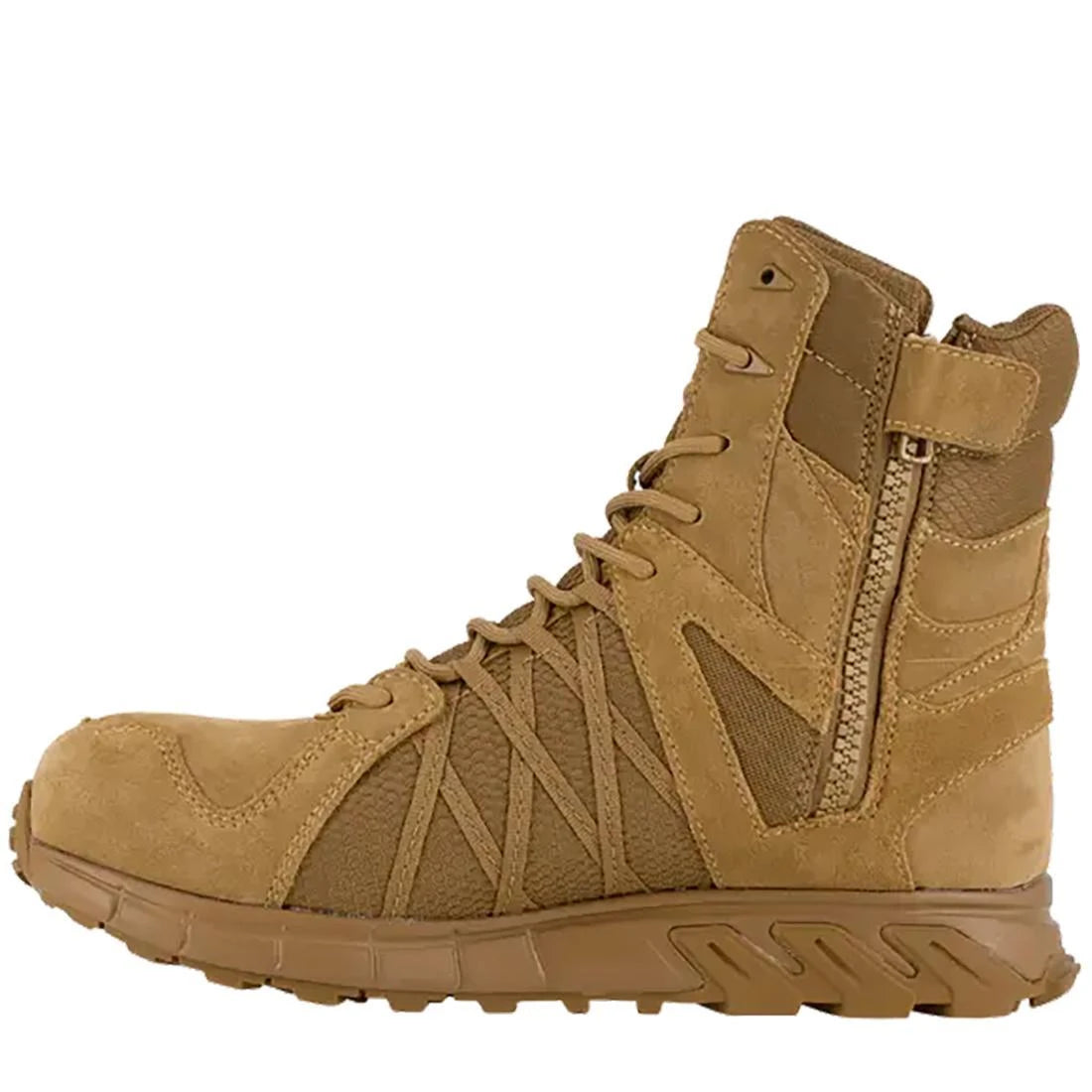 Trailgrip 8 Inch Composite Toe Tactical Military Work Boots for Men - Coyote Brown - Lightweight Safety Shoes for Construction, Hiking & Outdoor Work
