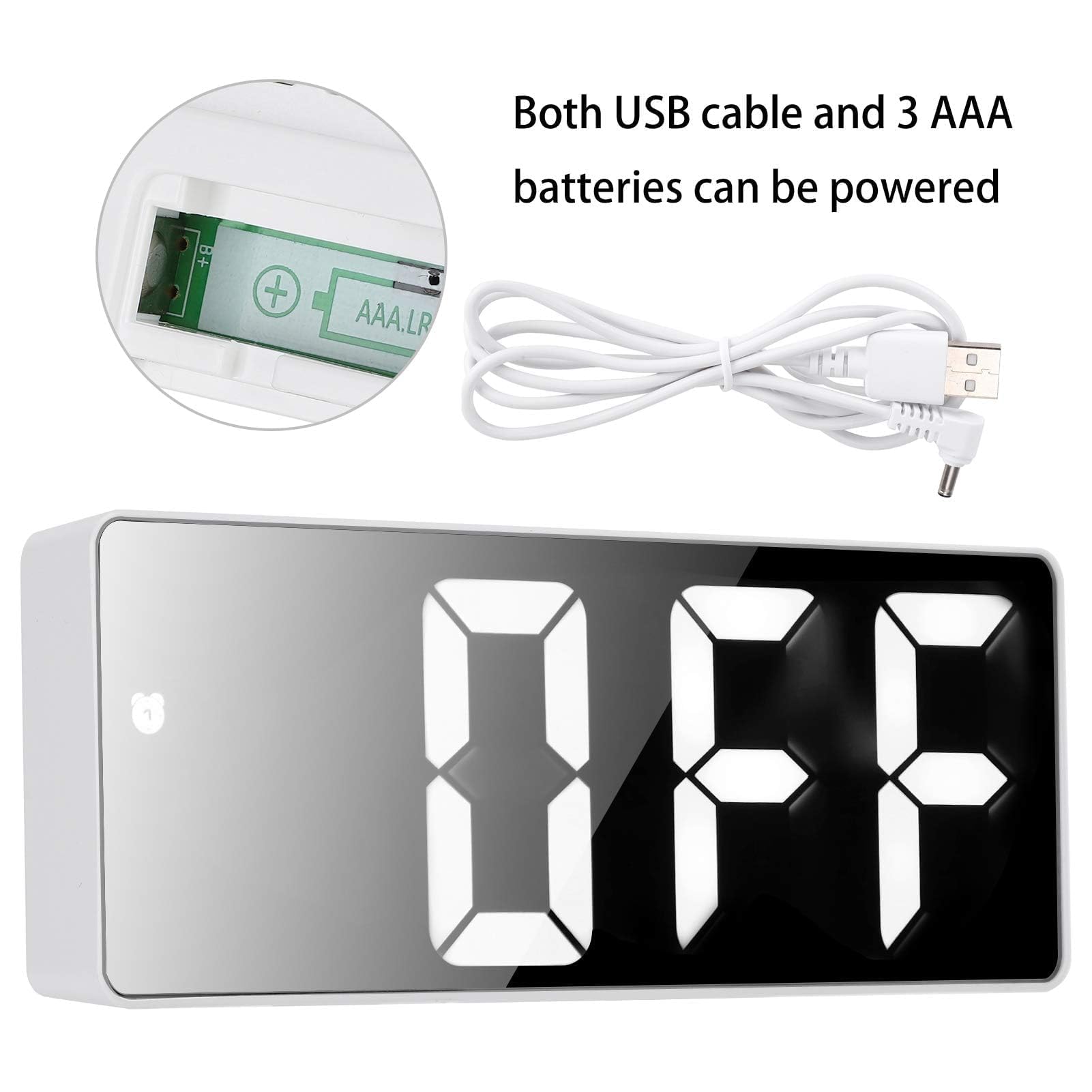 Digital Alarm Clock with Adjustable Brightness - Mirror Surface LED Desk Clock for Bedroom, Snooze Function, Voice Control, 12/24H Display | Perfect for Nightstands, Home Office & Dorm Rooms