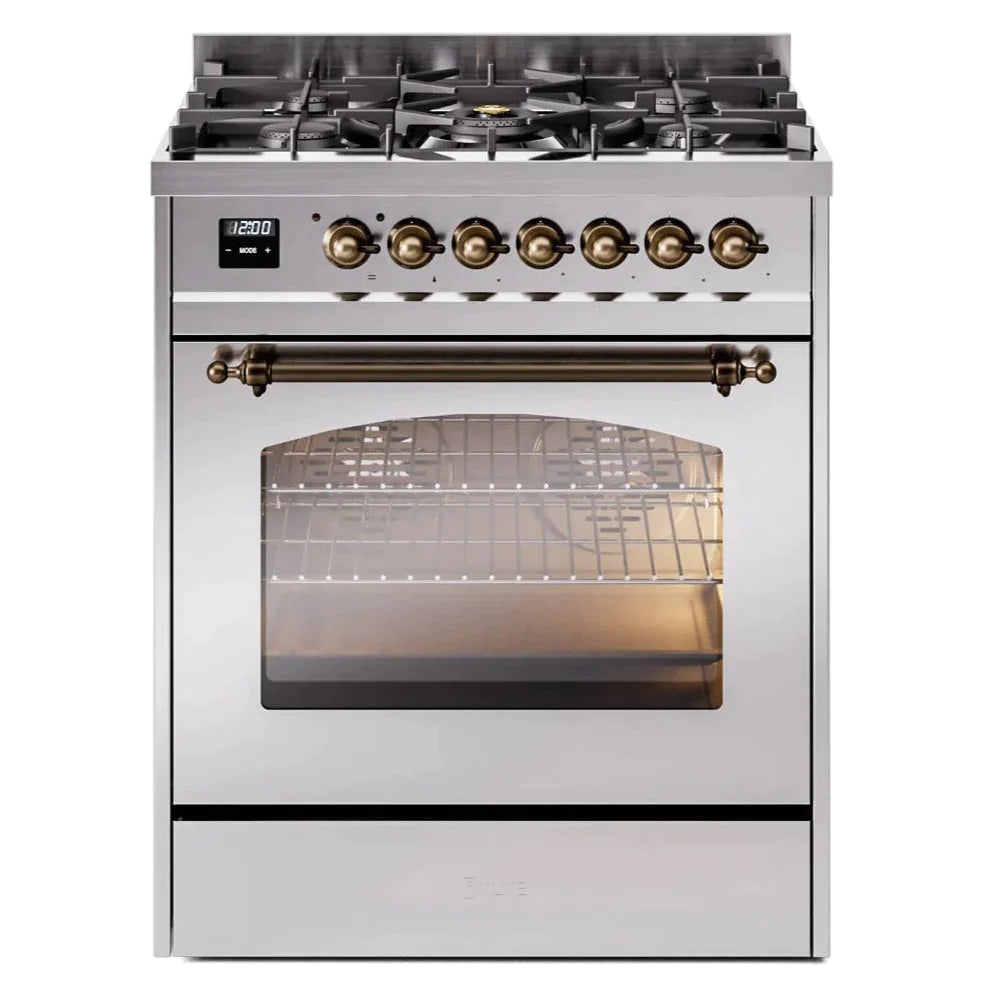 ILVE 30 Nostalgie II Series Freestanding Dual Fuel Range with 5 Sealed Burners - Professional Gas Stove & Electric Oven for Home Kitchen - Perfect for Baking, Roasting, and Family Cooking (Model UP30NMP)