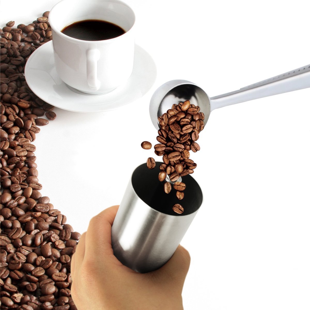 GWCLEO Manual Coffee Grinder, Adjustable Stainless Steel Burr Mill for Espresso & American Coffee - Compact Size for Home, Office & Travel - Perfect for Freshly Ground Coffee Every Time